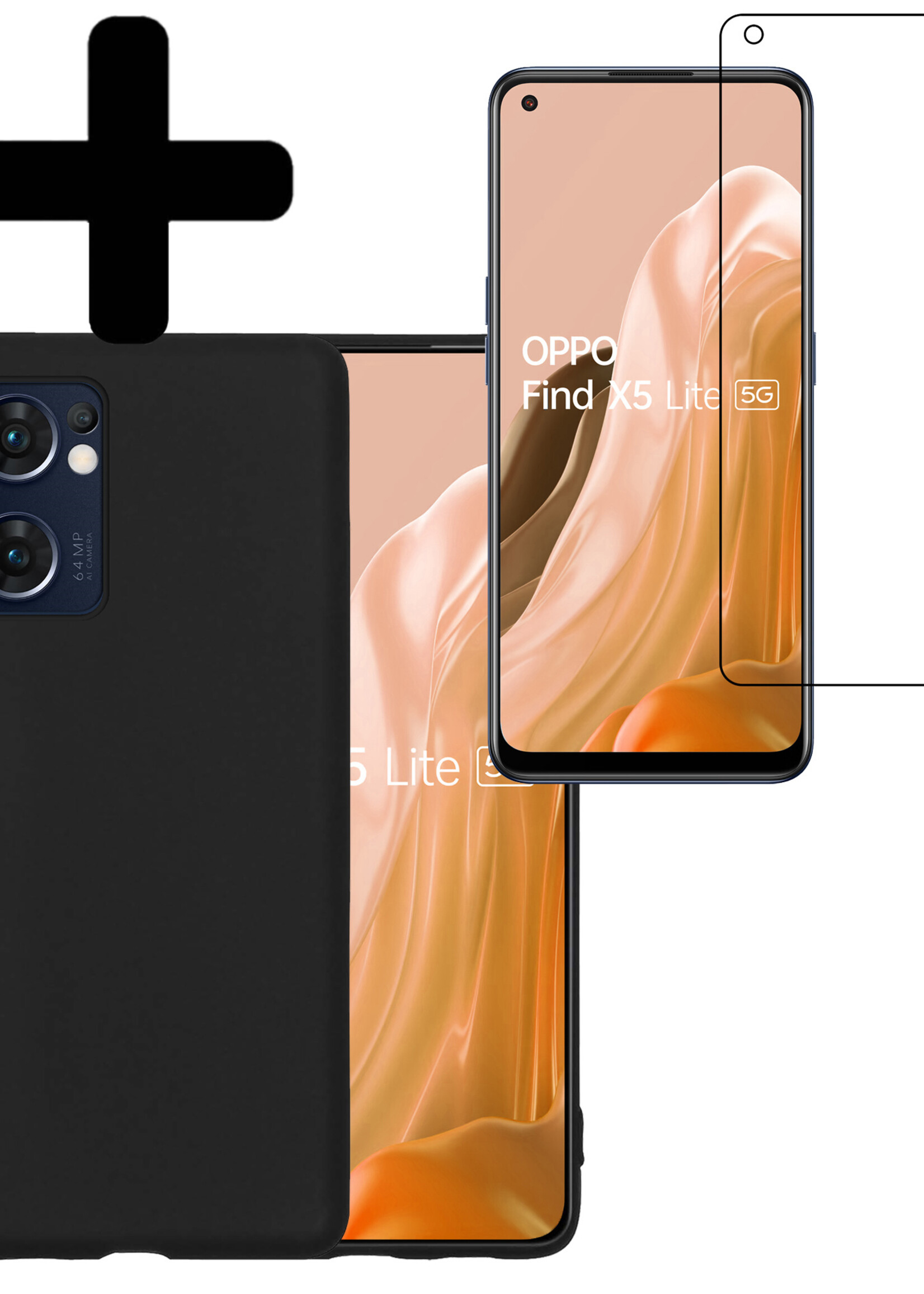 LUQ Hoesje Geschikt voor OPPO Find X5 Lite Hoesje Siliconen Case Met Screenprotector - Hoes Geschikt voor OPPO X5 Lite Hoes Siliconen - Zwart