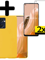 LUQ LUQ OPPO Find X5 Lite Hoesje Siliconen Met 2x Screenprotector - Geel