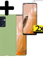 LUQ LUQ OPPO Find X5 Lite Hoesje Siliconen Met 2x Screenprotector - Groen