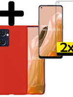 LUQ LUQ OPPO Find X5 Lite Hoesje Siliconen Met 2x Screenprotector - Rood