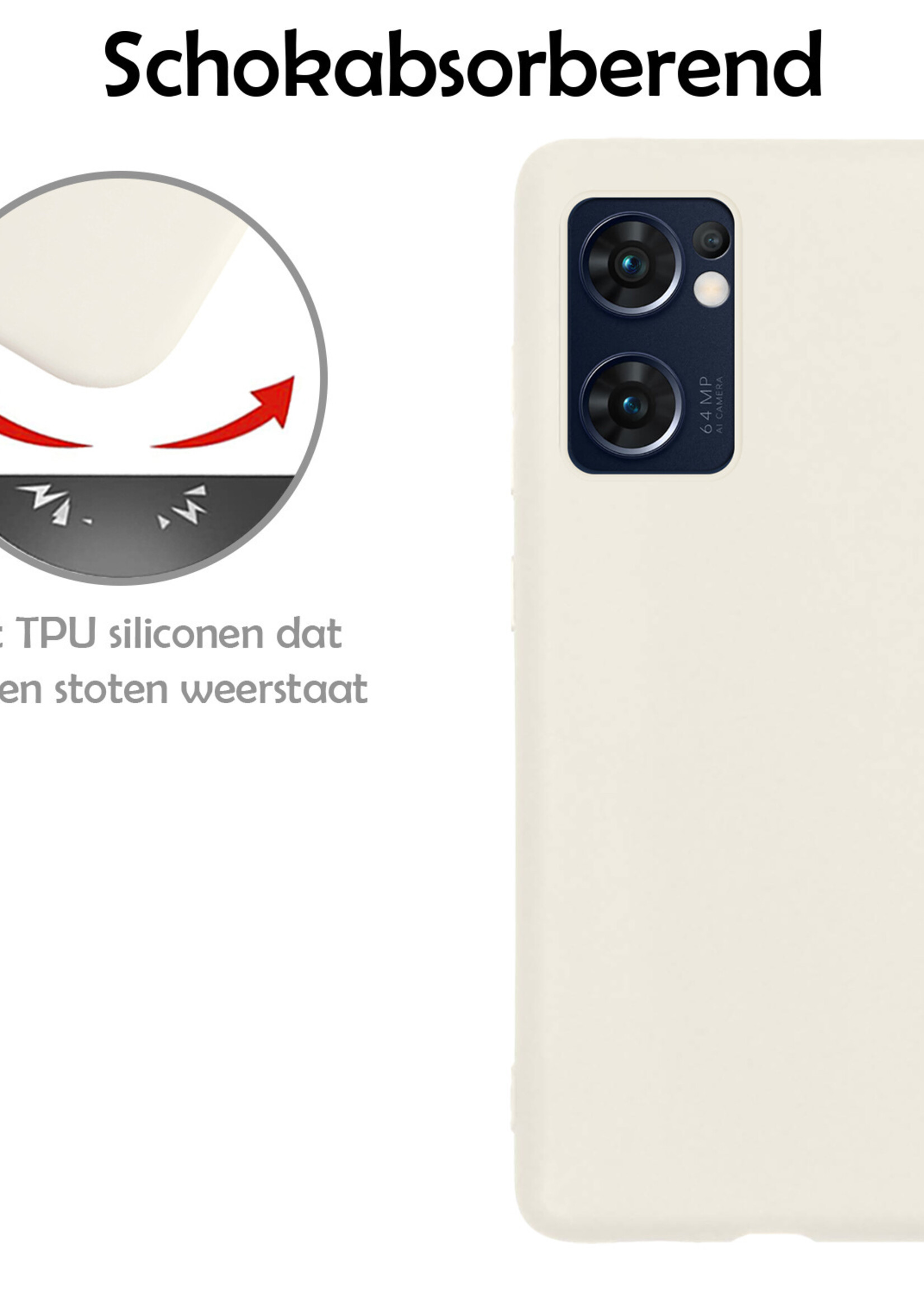 LUQ Hoesje Geschikt voor OPPO Find X5 Lite Hoesje Siliconen Case Met 2x Screenprotector - Hoes Geschikt voor OPPO X5 Lite Hoes Siliconen - Wit