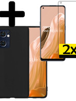 LUQ LUQ OPPO Find X5 Lite Hoesje Siliconen Met 2x Screenprotector - Zwart