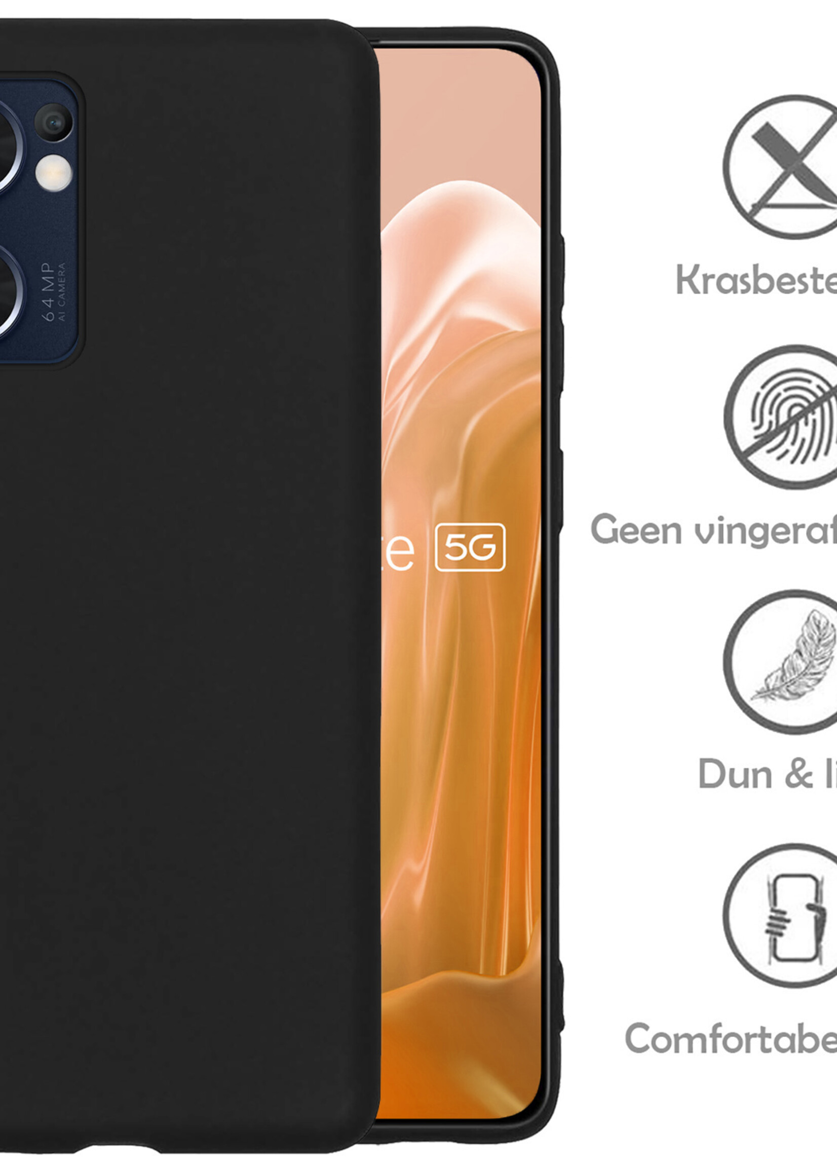 LUQ Hoesje Geschikt voor OPPO Find X5 Lite Hoesje Siliconen Case Met 2x Screenprotector - Hoes Geschikt voor OPPO X5 Lite Hoes Siliconen - Zwart