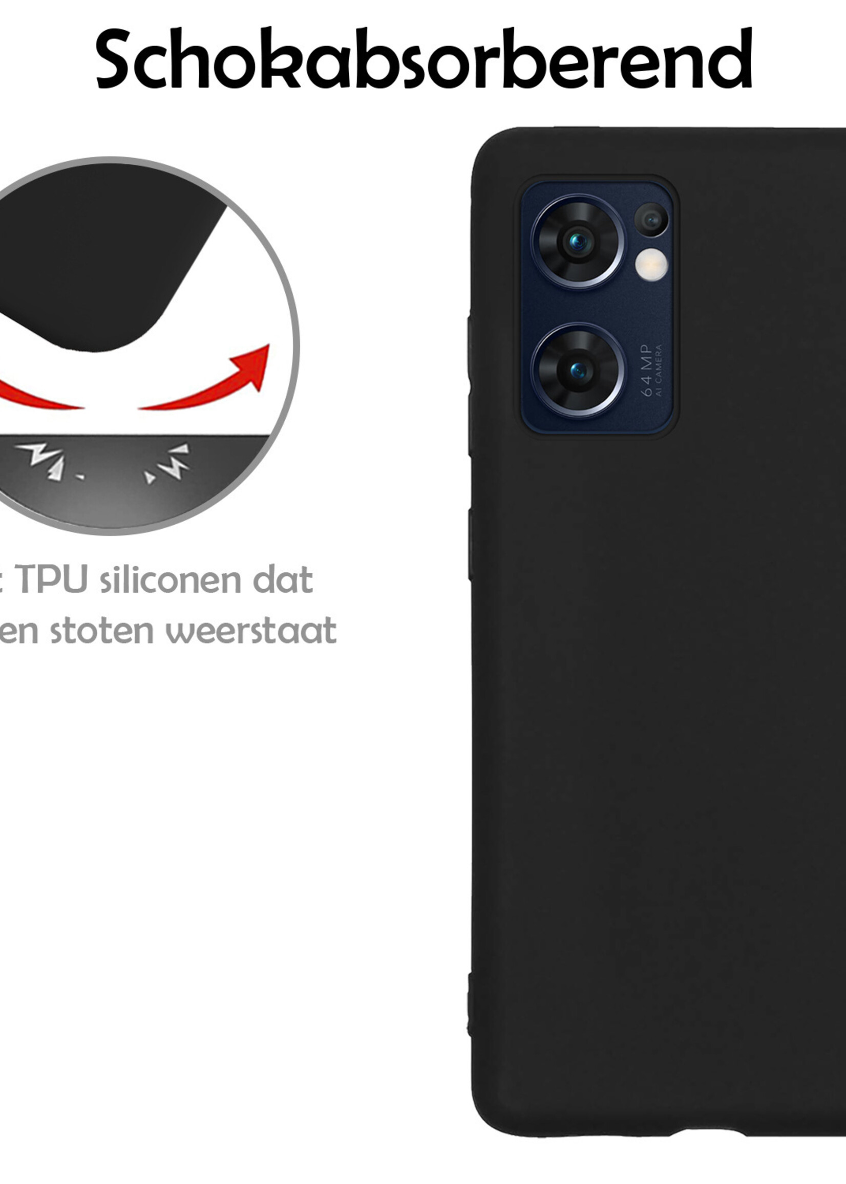 LUQ Hoesje Geschikt voor OPPO Find X5 Lite Hoesje Siliconen Case Met 2x Screenprotector - Hoes Geschikt voor OPPO X5 Lite Hoes Siliconen - Zwart