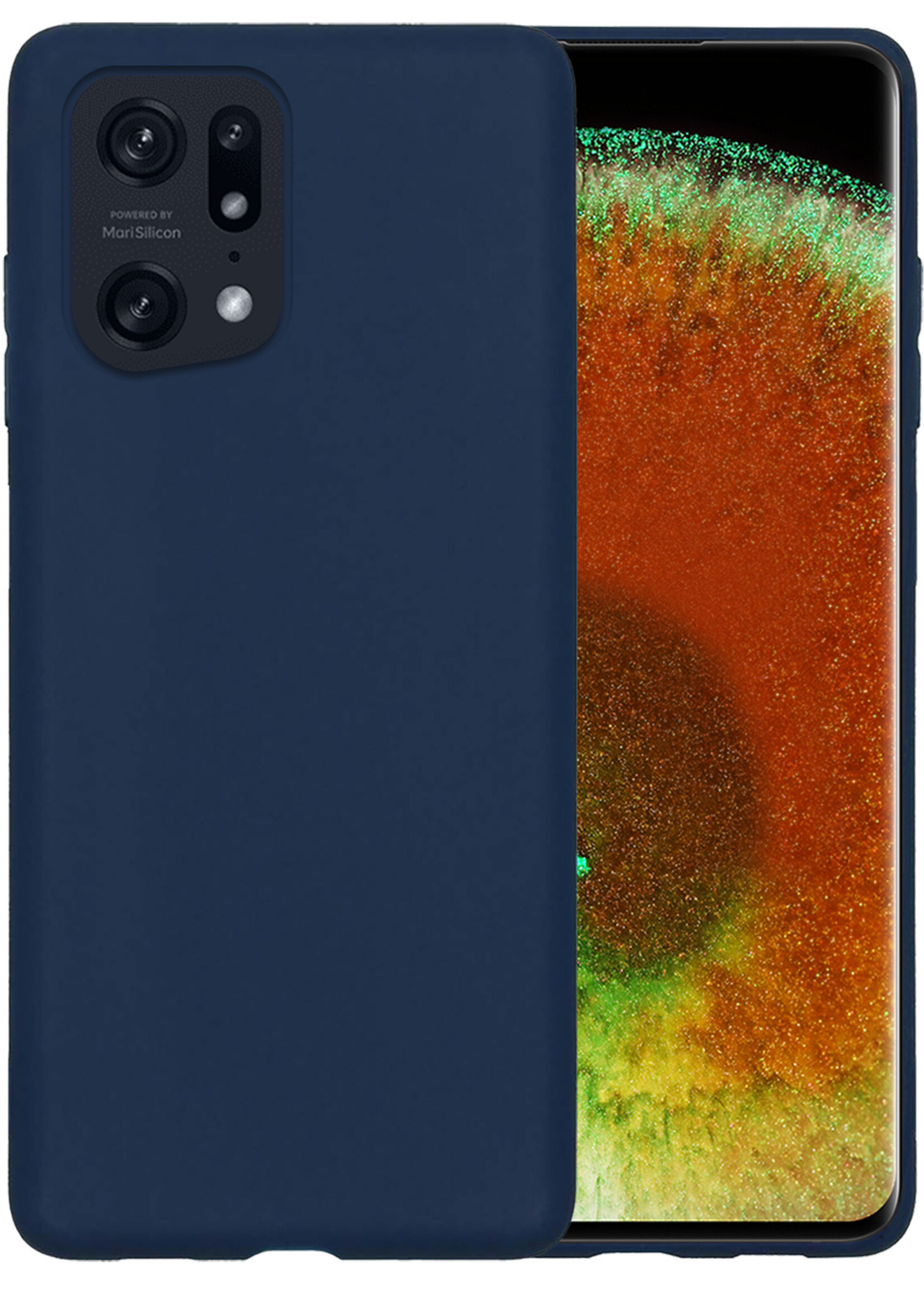 LUQ Hoesje Geschikt voor OPPO Find X5 Pro Hoesje Siliconen Case - Hoes Geschikt voor OPPO X5 Pro Hoes Siliconen - Donkerblauw