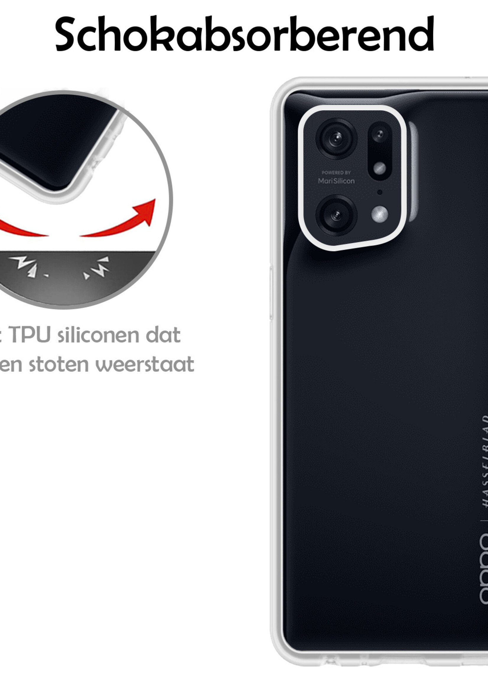 LUQ Hoesje Geschikt voor OPPO Find X5 Pro Hoesje Siliconen Case - Hoes Geschikt voor OPPO X5 Pro Hoes Siliconen - Transparant