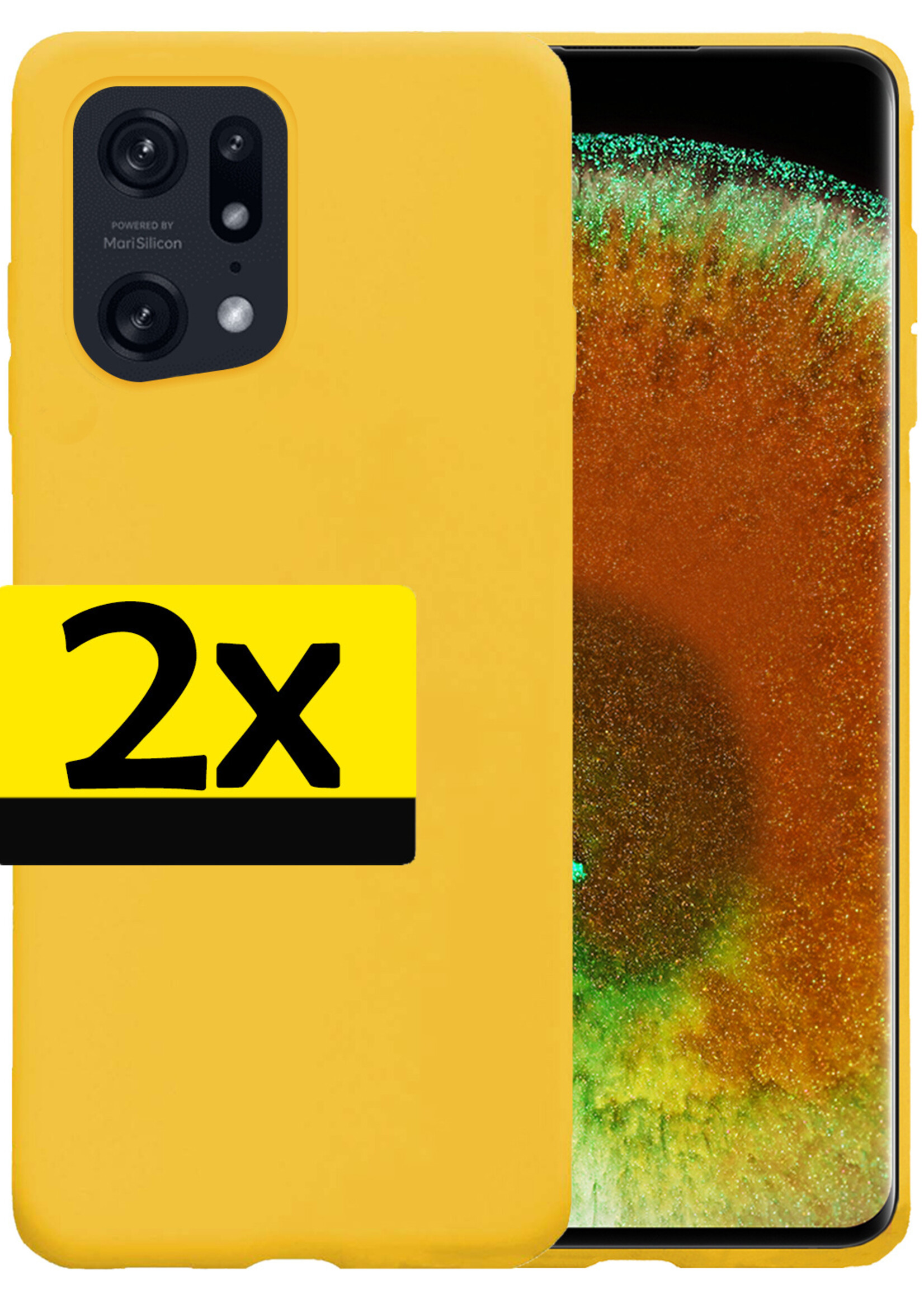 LUQ Hoesje Geschikt voor OPPO Find X5 Pro Hoesje Siliconen Case - Hoes Geschikt voor OPPO X5 Pro Hoes Siliconen - Geel - 2 Stuks