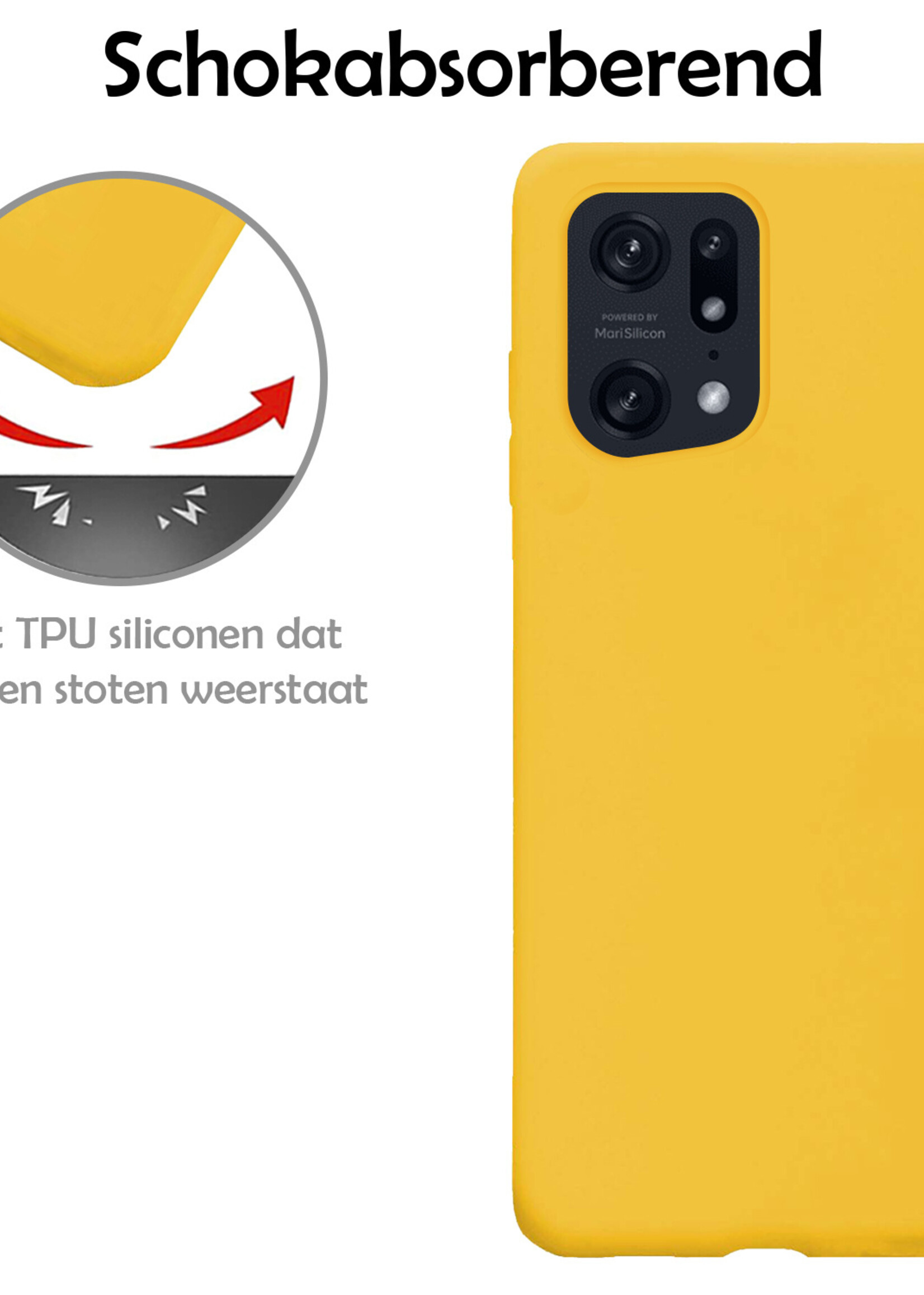 LUQ Hoesje Geschikt voor OPPO Find X5 Pro Hoesje Siliconen Case - Hoes Geschikt voor OPPO X5 Pro Hoes Siliconen - Geel - 2 Stuks