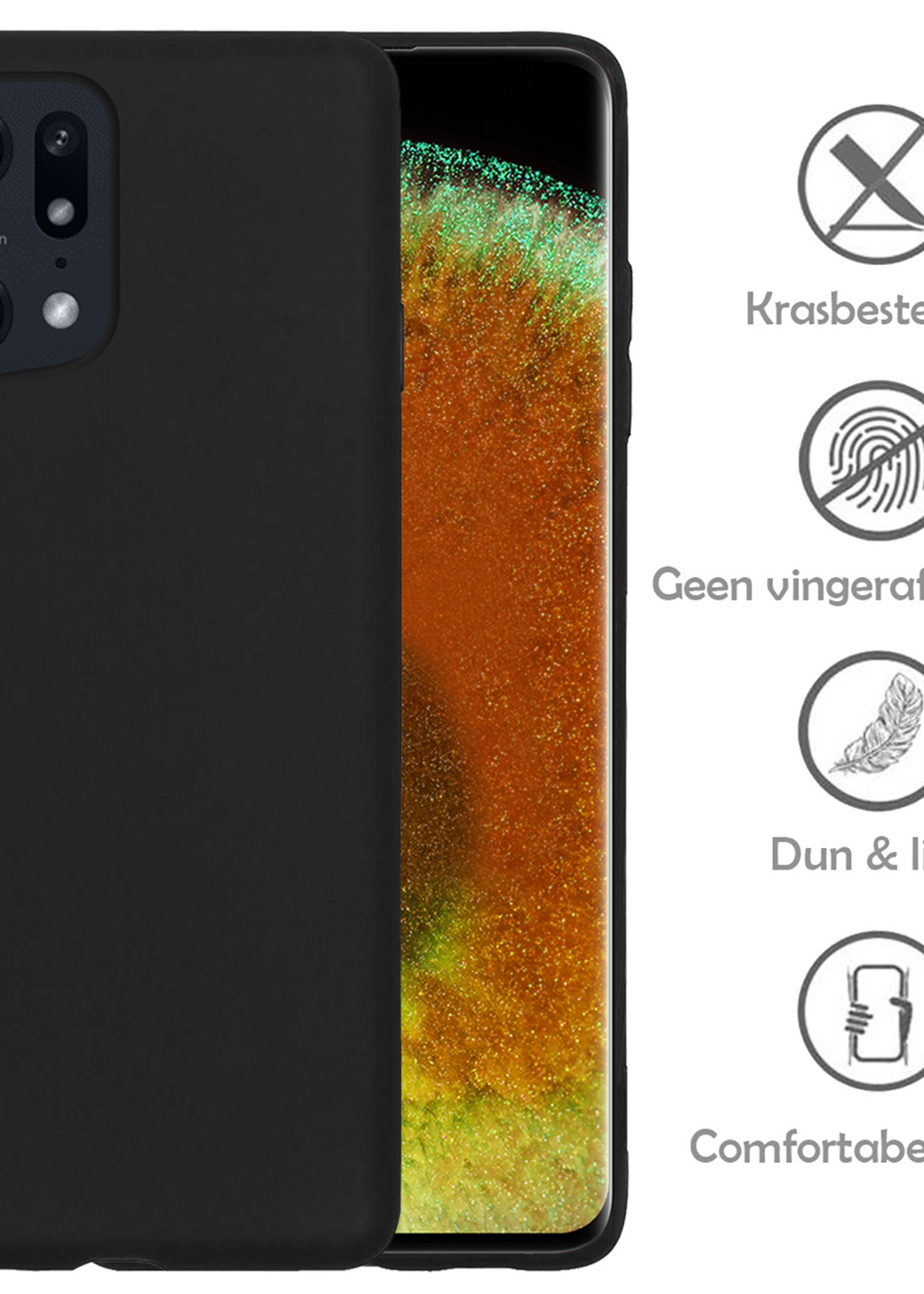 LUQ Hoesje Geschikt voor OPPO Find X5 Pro Hoesje Siliconen Case - Hoes Geschikt voor OPPO X5 Pro Hoes Siliconen - Zwart - 2 Stuks