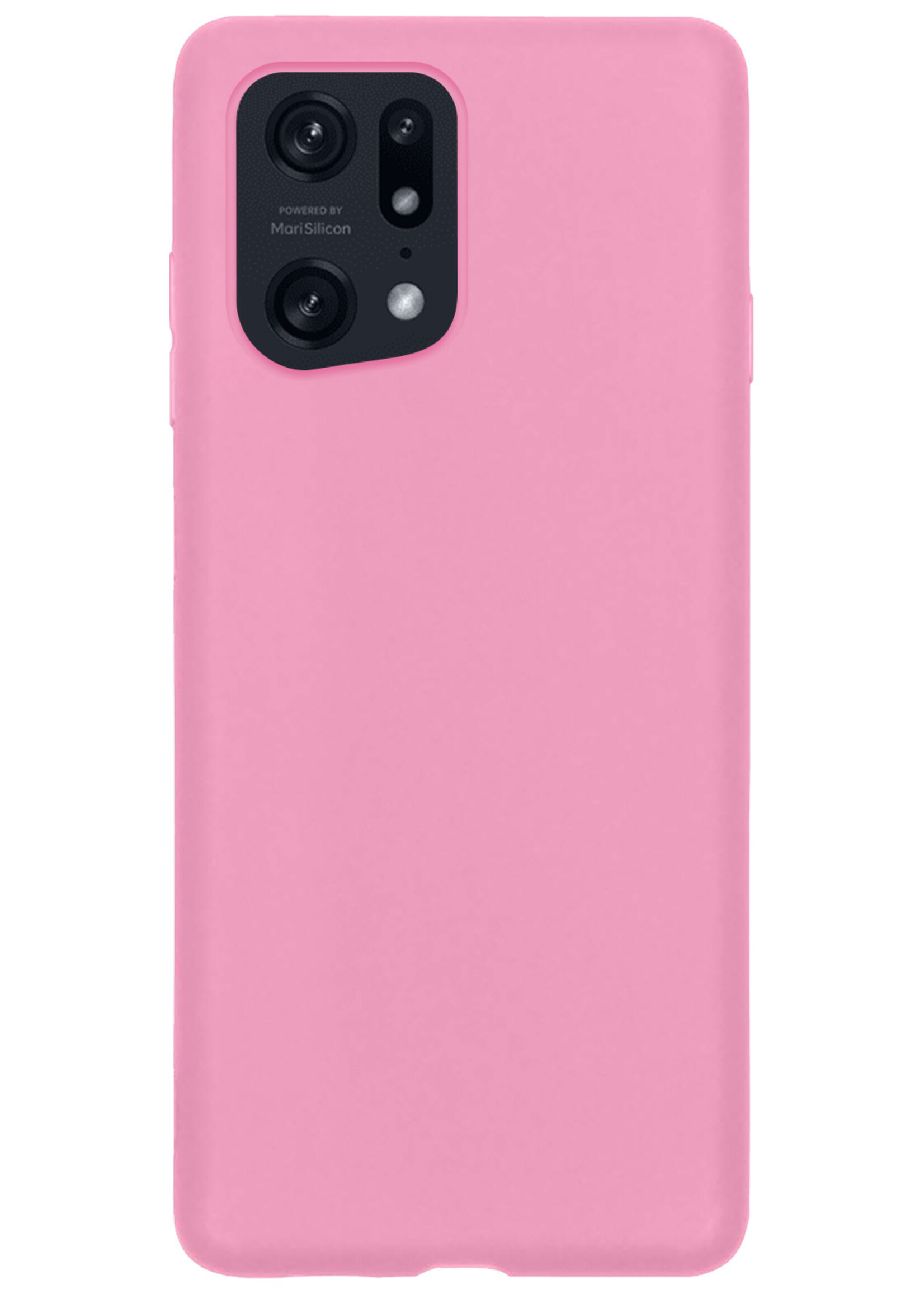 LUQ Hoesje Geschikt voor OPPO Find X5 Pro Hoesje Siliconen Case Met Screenprotector - Hoes Geschikt voor OPPO X5 Pro Hoes Siliconen - Lichtroze