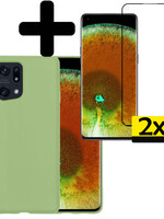 LUQ LUQ OPPO Find X5 Pro Hoesje Siliconen Met 2x Screenprotector - Groen