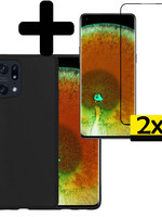 LUQ LUQ OPPO Find X5 Pro Hoesje Siliconen Met 2x Screenprotector - Zwart