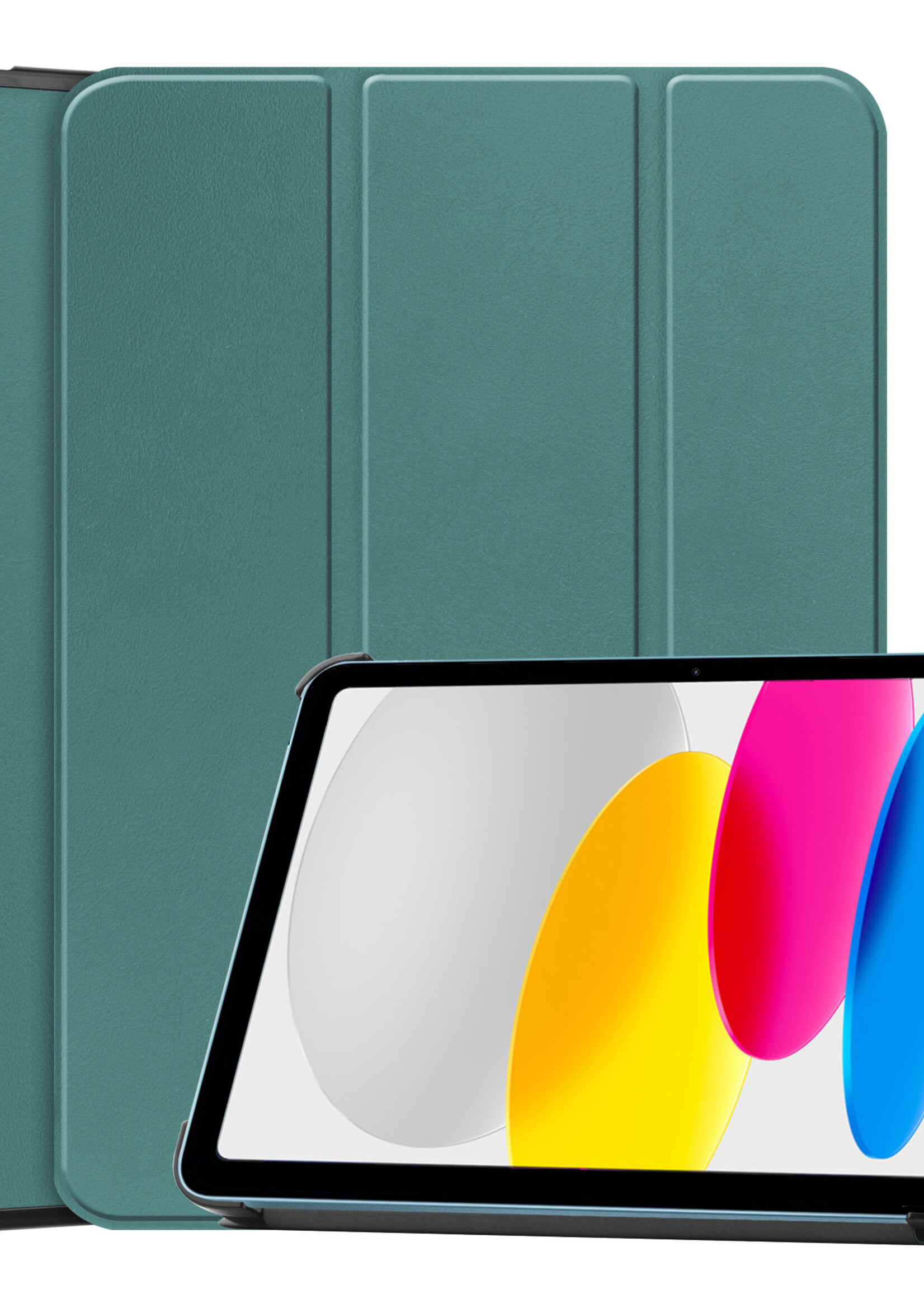 LUQ Hoes Geschikt voor iPad 2022 Hoes Luxe Hoesje Book Case - Hoesje Geschikt voor iPad 10 Hoes Cover - Donkergroen