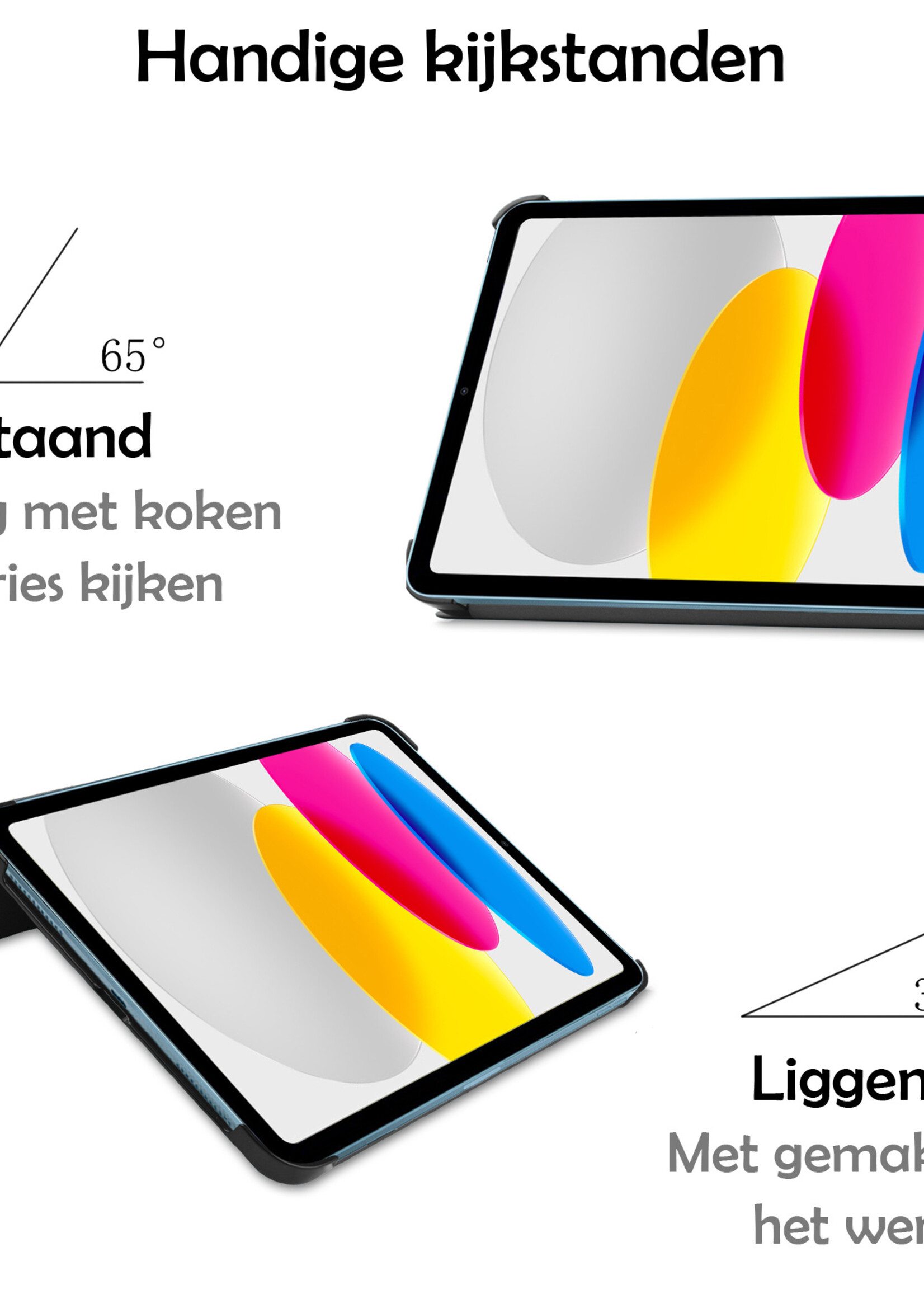 LUQ Hoes Geschikt voor iPad 2022 Hoes Luxe Hoesje Book Case - Hoesje Geschikt voor iPad 10 Hoes Cover - Donkergroen