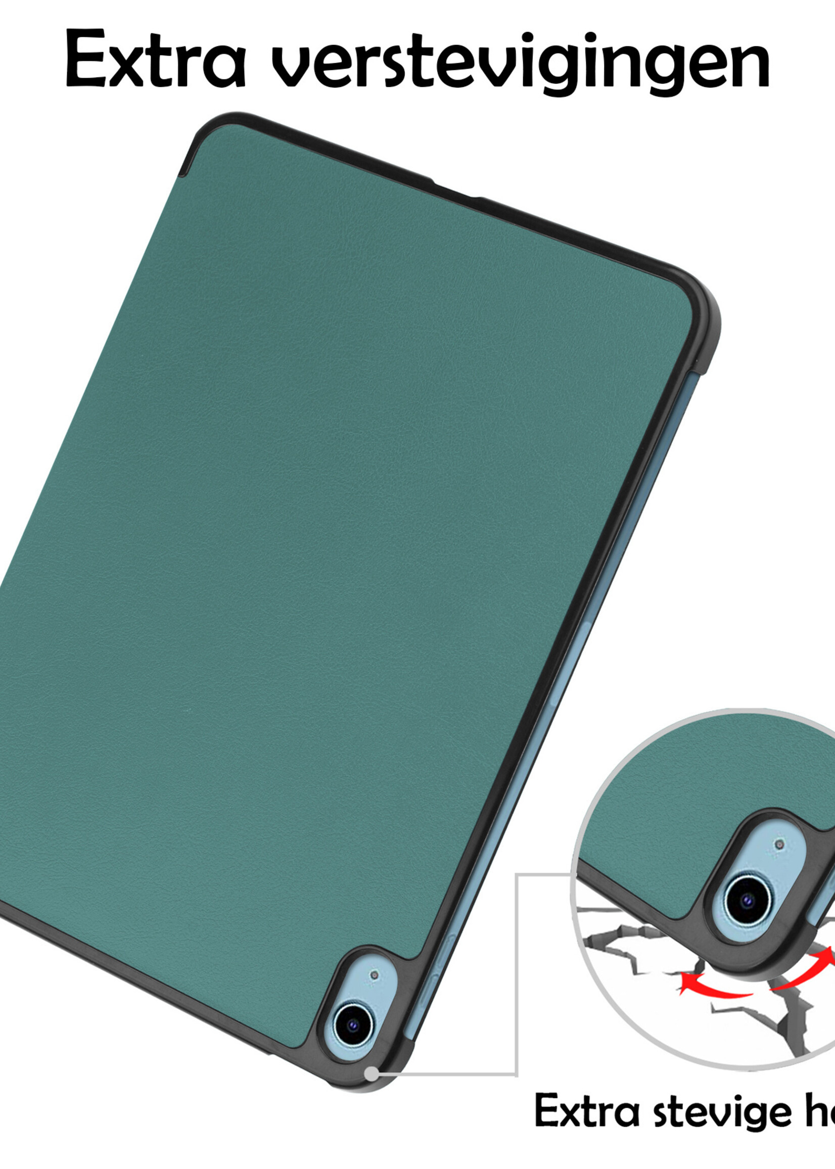 LUQ Hoes Geschikt voor iPad 2022 Hoes Luxe Hoesje Book Case - Hoesje Geschikt voor iPad 10 Hoes Cover - Donkergroen