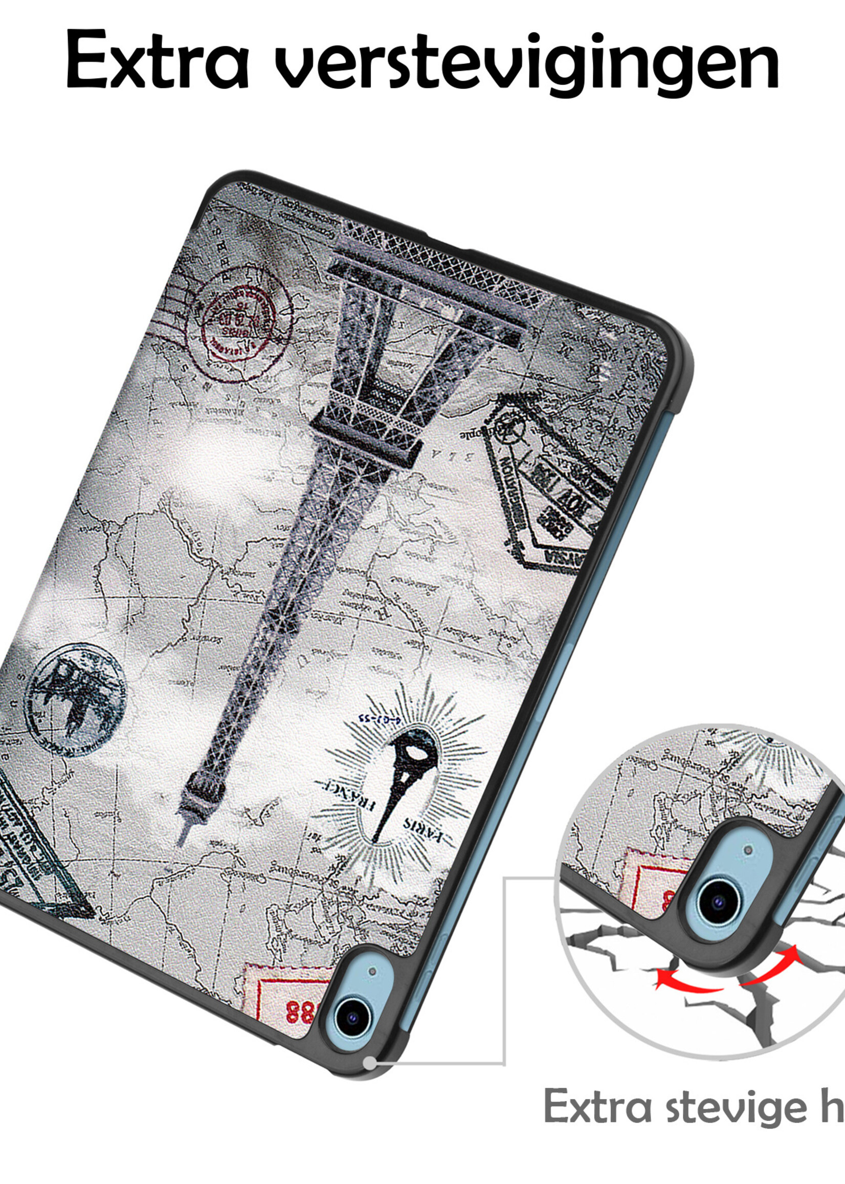 Hoes Geschikt voor iPad 2022 Hoes Luxe Hoesje Book Case - Hoesje Geschikt voor iPad 10 Hoes Cover - Eiffeltoren