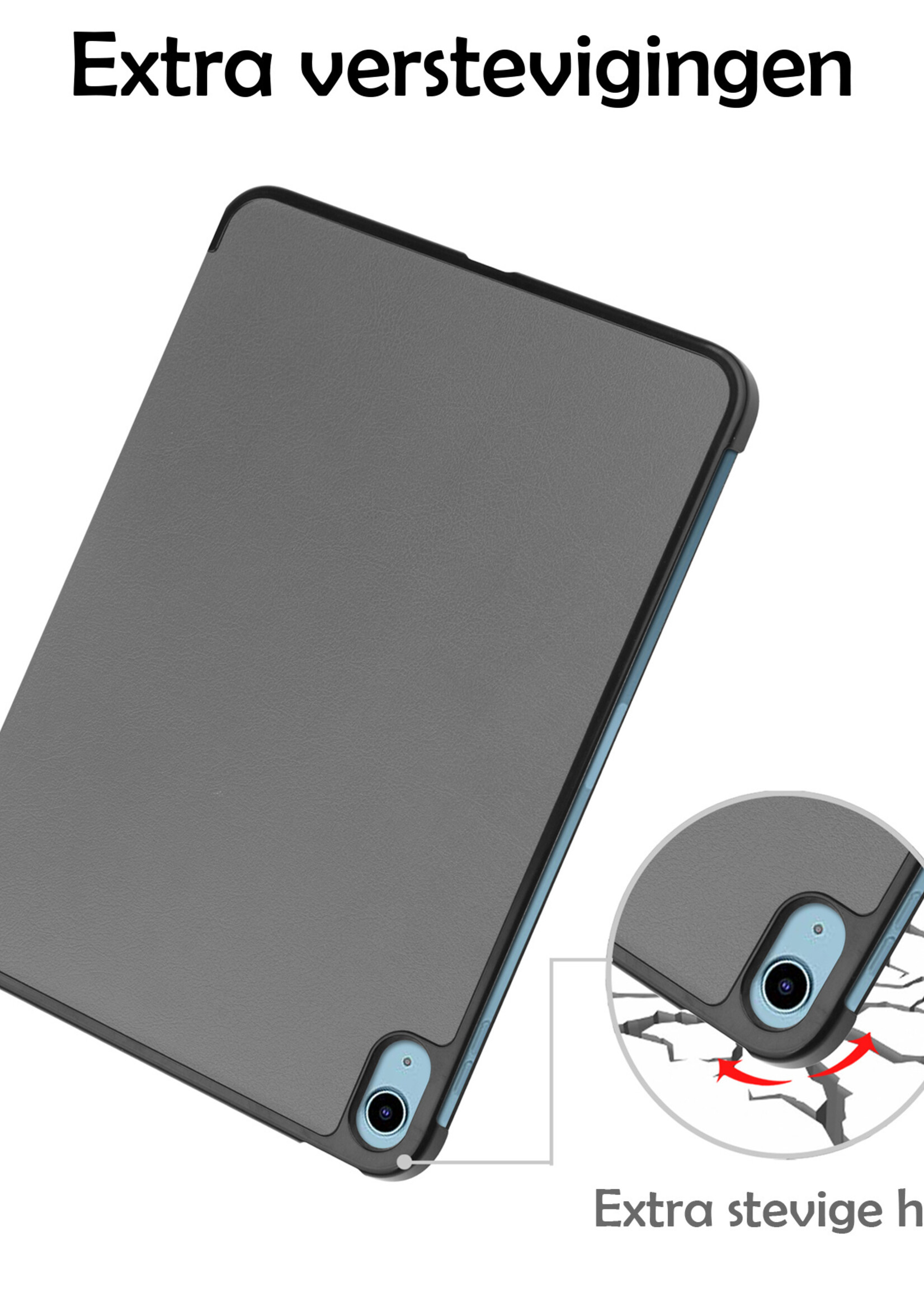 LUQ Hoes Geschikt voor iPad 2022 Hoes Luxe Hoesje Book Case - Hoesje Geschikt voor iPad 10 Hoes Cover - Grijs