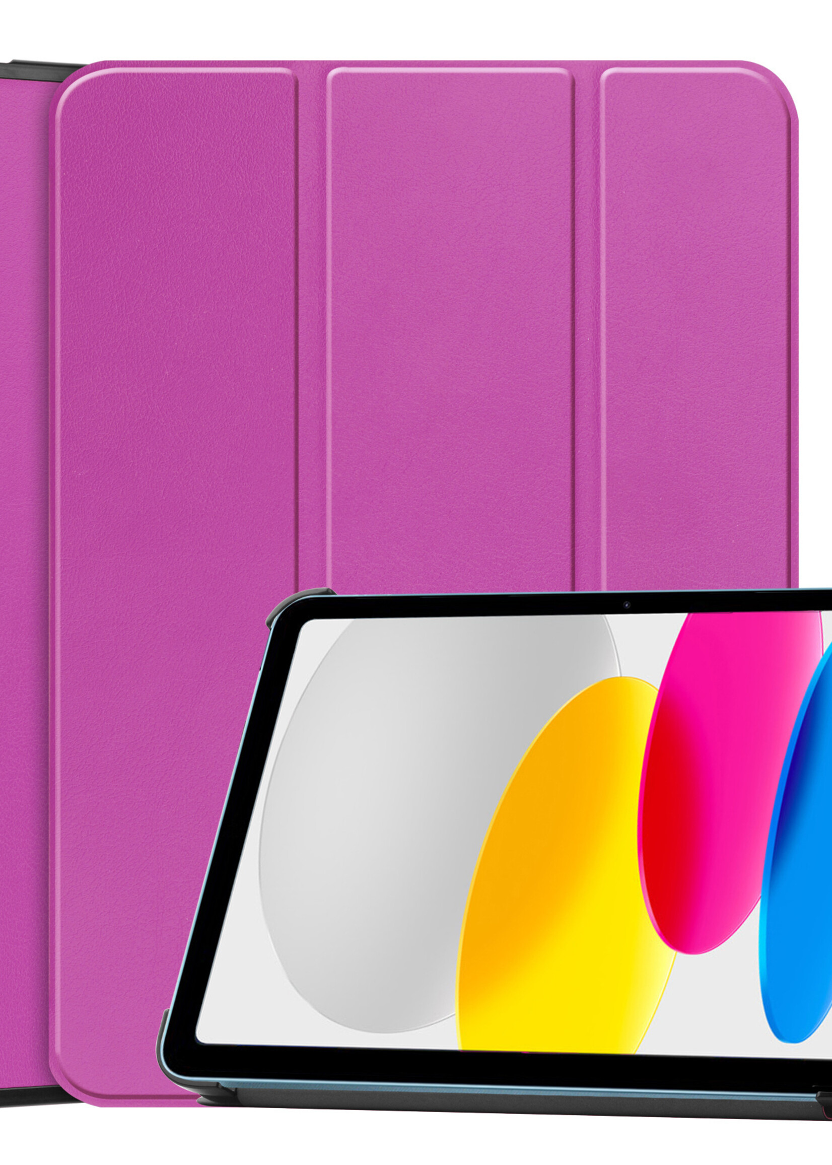 LUQ Hoes Geschikt voor iPad 2022 Hoes Luxe Hoesje Book Case - Hoesje Geschikt voor iPad 10 Hoes Cover - Paars