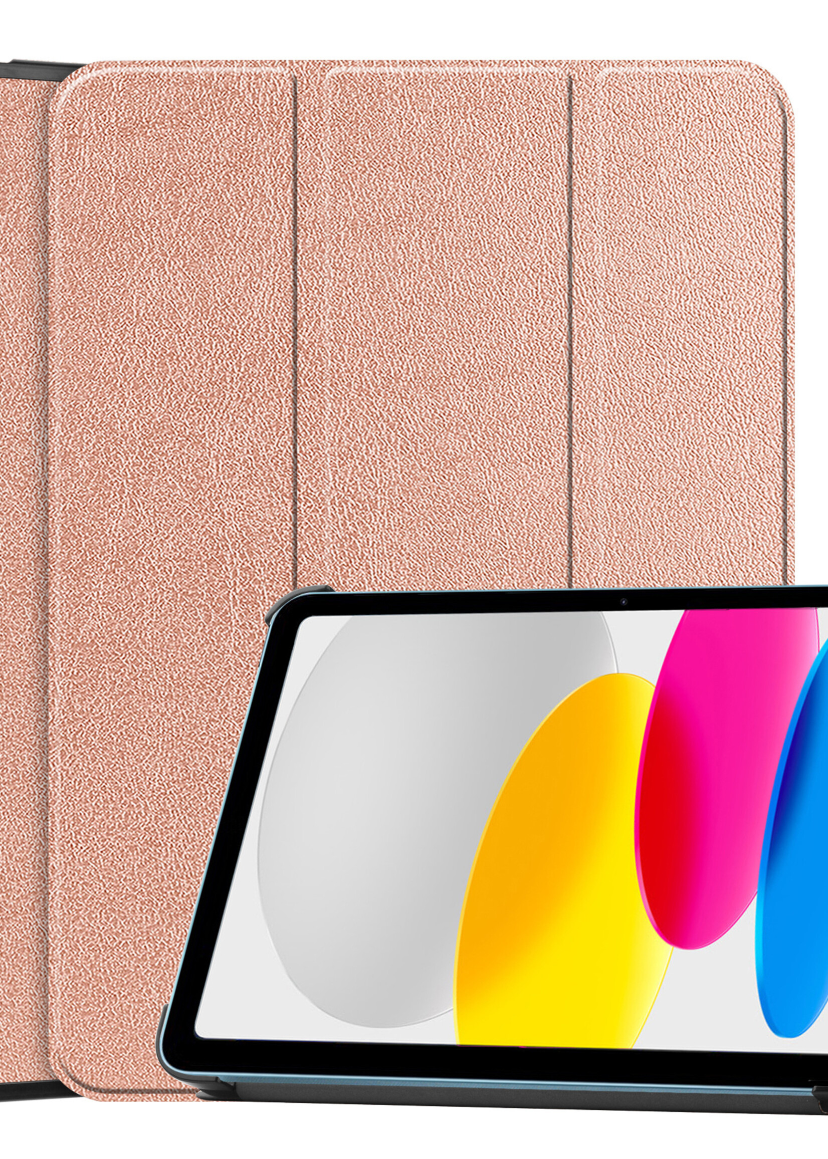 LUQ Hoes Geschikt voor iPad 2022 Hoes Luxe Hoesje Book Case - Hoesje Geschikt voor iPad 10 Hoes Cover - Rosé goud