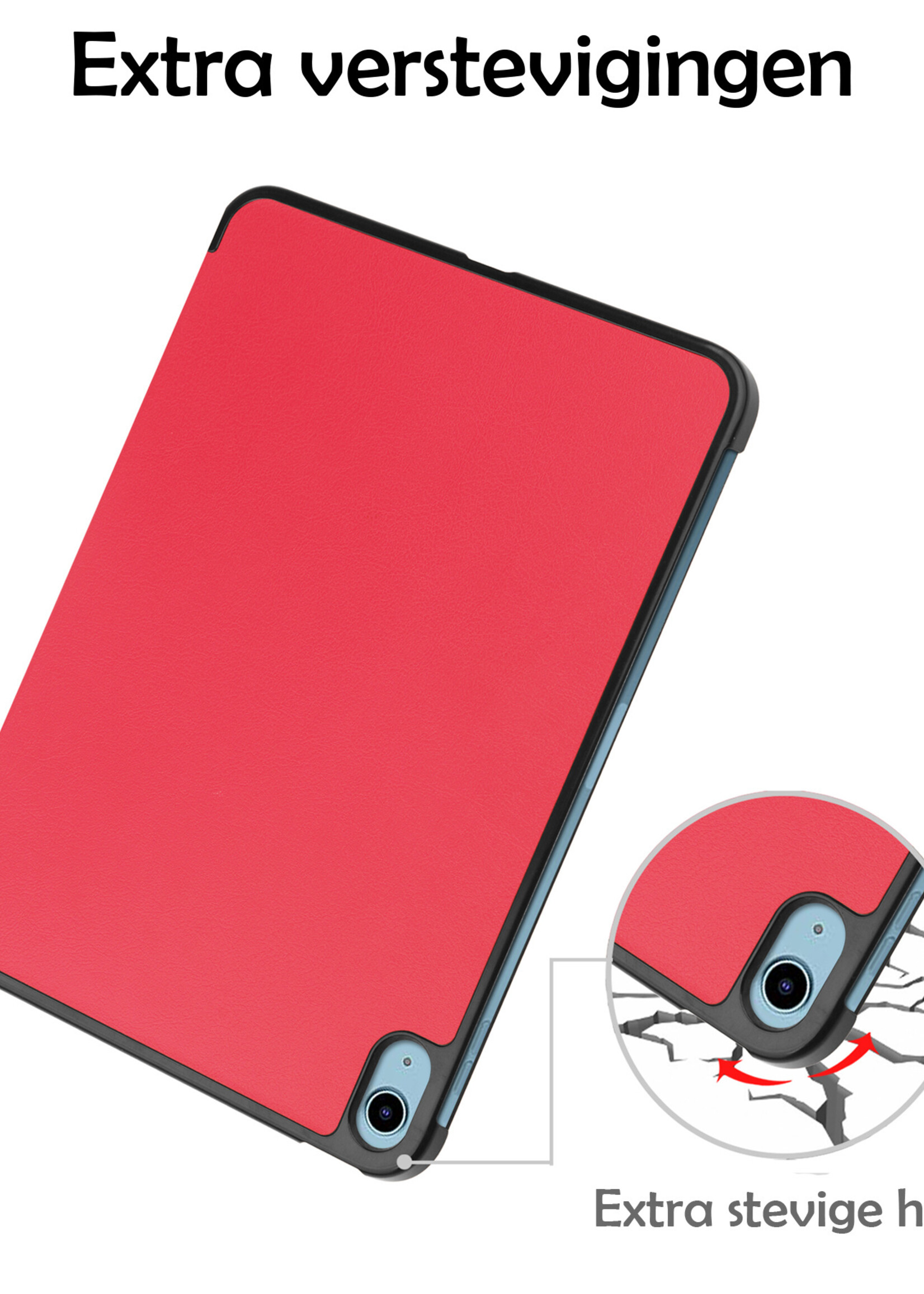 LUQ Hoes Geschikt voor iPad 2022 Hoes Luxe Hoesje Book Case - Hoesje Geschikt voor iPad 10 Hoes Cover - Rood