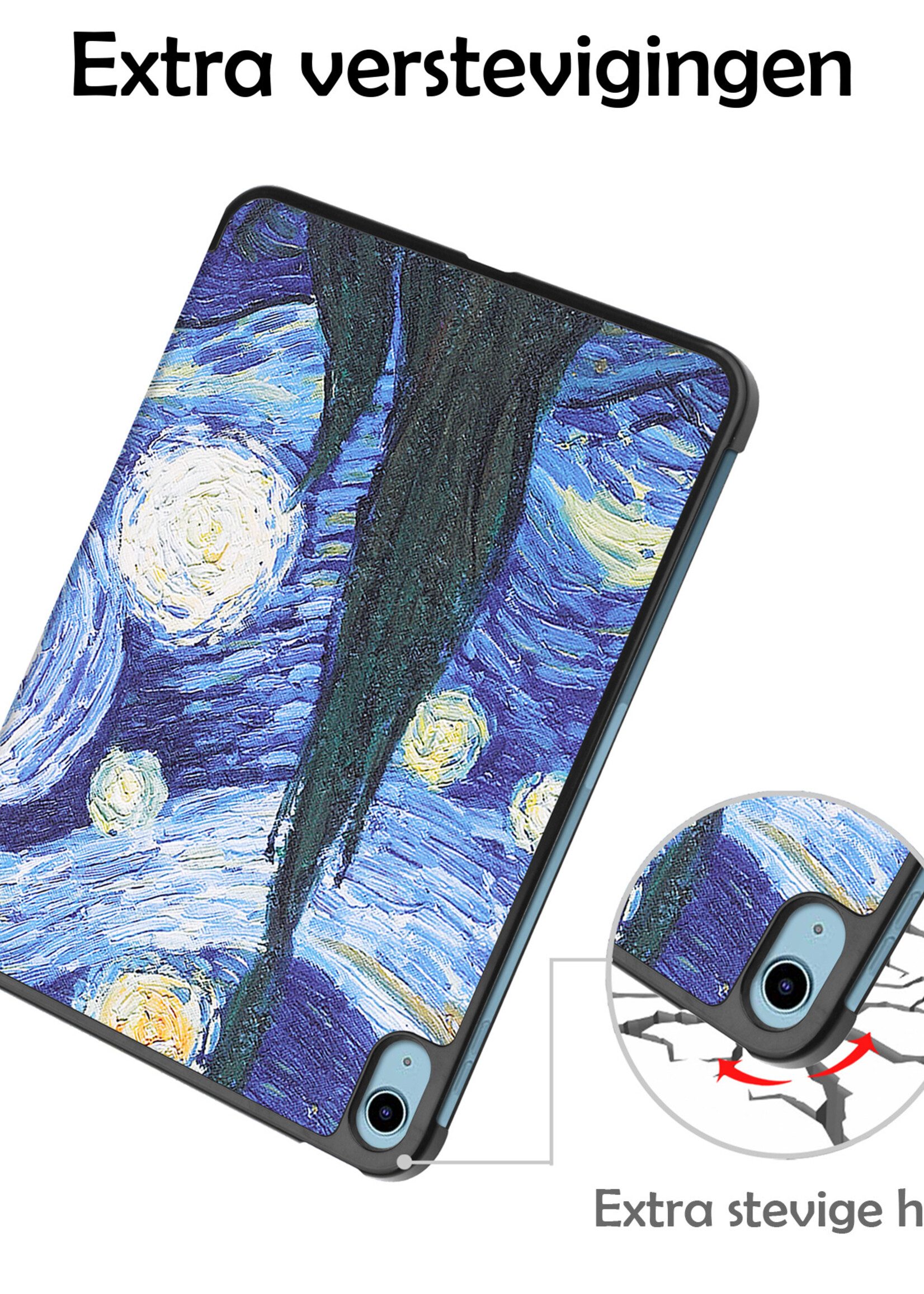 LUQ Hoes Geschikt voor iPad 2022 Hoes Luxe Hoesje Book Case - Hoesje Geschikt voor iPad 10 Hoes Cover - Sterrenhemel