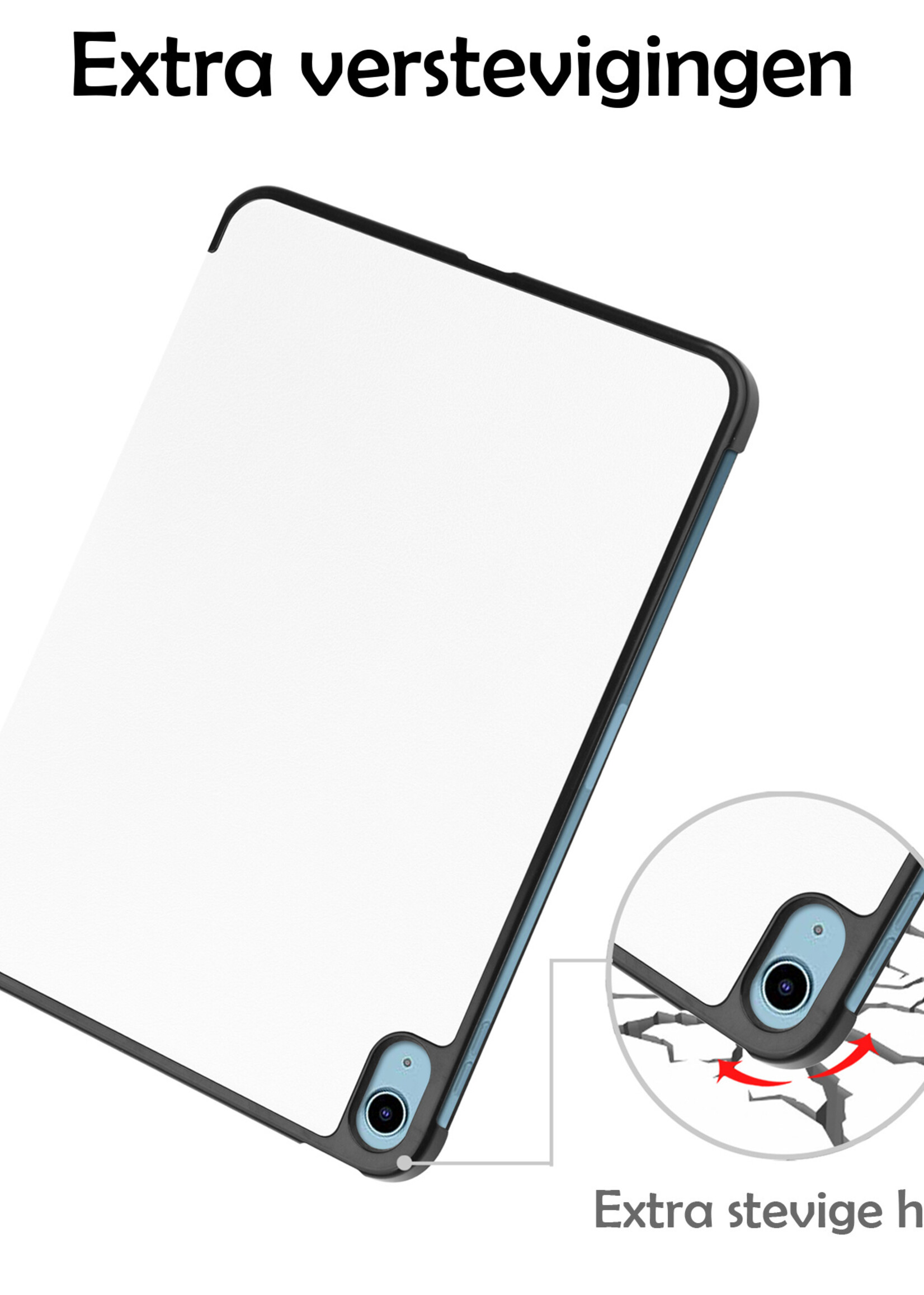 Hoes Geschikt voor iPad 2022 Hoes Luxe Hoesje Book Case - Hoesje Geschikt voor iPad 10 Hoes Cover - Wit