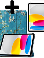 LUQ LUQ iPad 10 2022 Hoesje Met Screenprotector - Bloesem