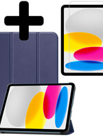 LUQ LUQ iPad 10 2022 Hoesje Met Screenprotector - Donkerblauw