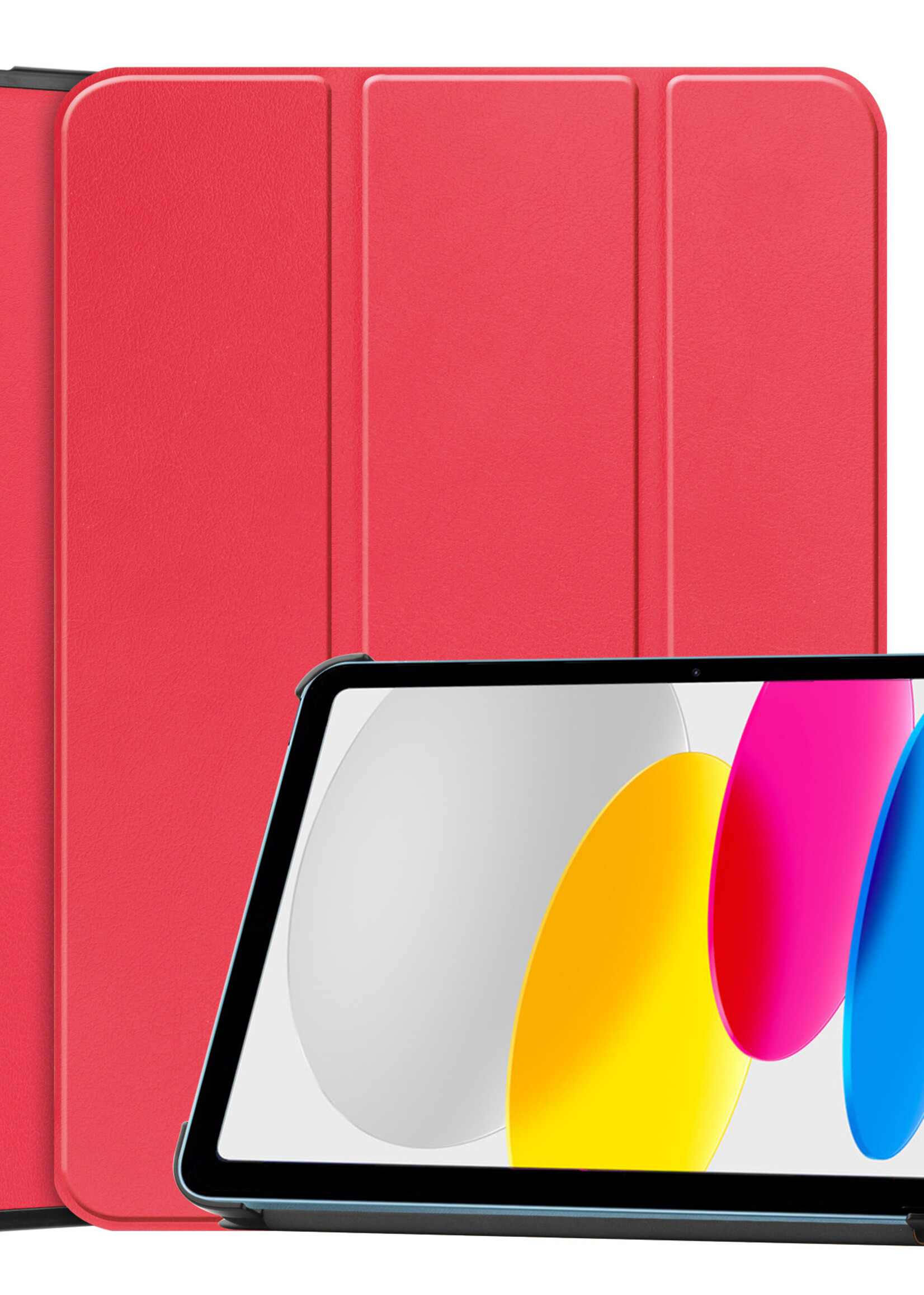 LUQ Hoes Geschikt voor iPad 2022 Hoes Luxe Hoesje Book Case - Hoesje Geschikt voor iPad 10 Hoes Cover - Rood
