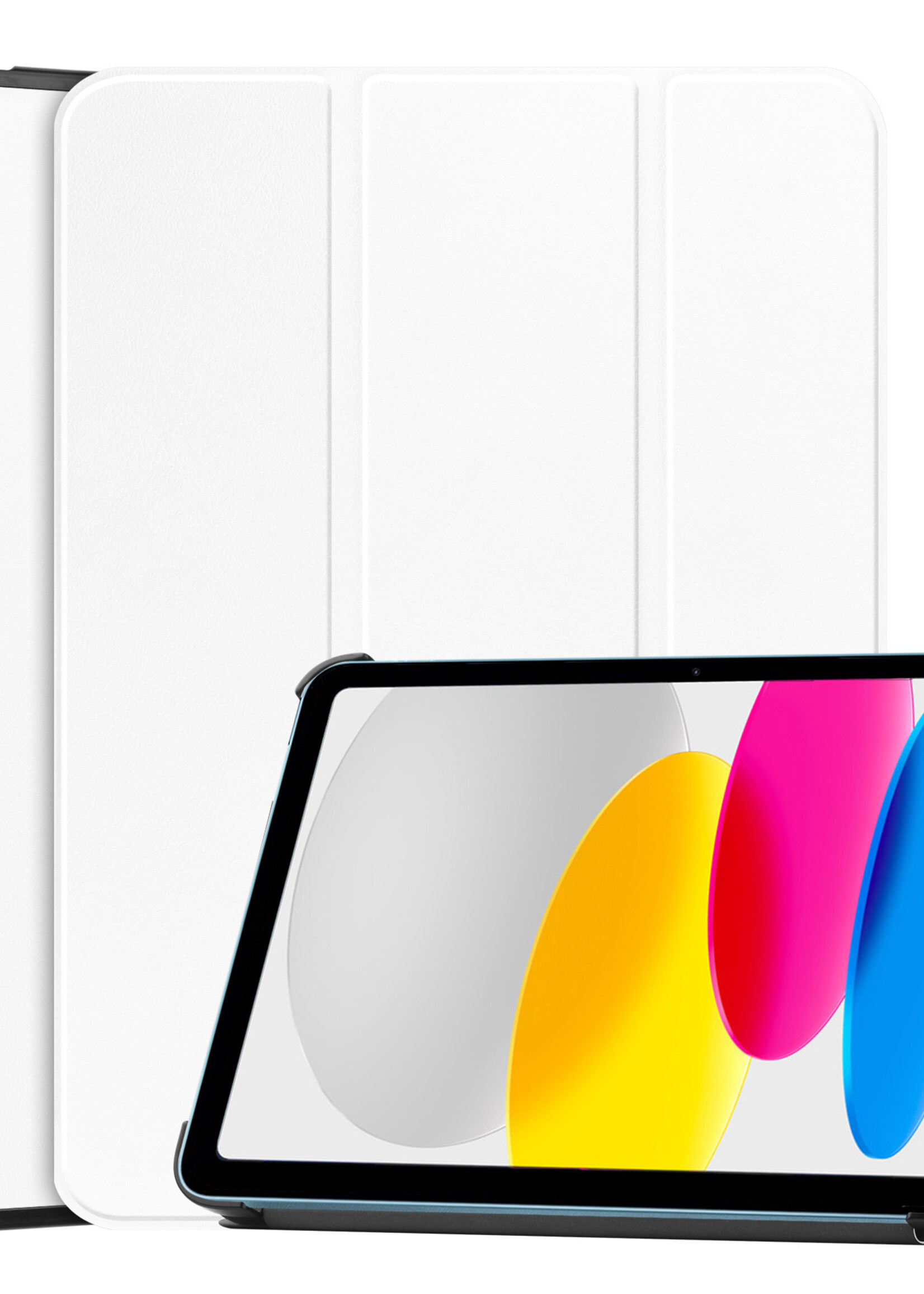 LUQ Hoes Geschikt voor iPad 2022 Hoes Luxe Hoesje Book Case - Hoesje Geschikt voor iPad 10 Hoes Cover - Wit