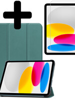 LUQ LUQ iPad 10 2022 Hoesje Met Screenprotector - Donkergroen