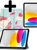 LUQ LUQ iPad 10 2022 Hoesje Met Screenprotector - Eenhoorn