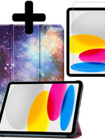 LUQ LUQ iPad 10 2022 Hoesje Met Screenprotector - Galaxy
