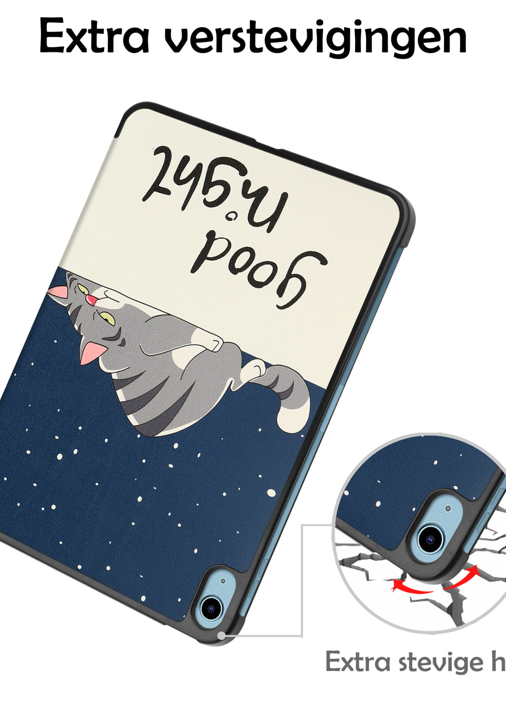 LUQ Hoes Geschikt voor iPad 2022 Hoes Luxe Hoesje Book Case Met Screenprotector - Hoesje Geschikt voor iPad 10 Hoes Cover - Kat