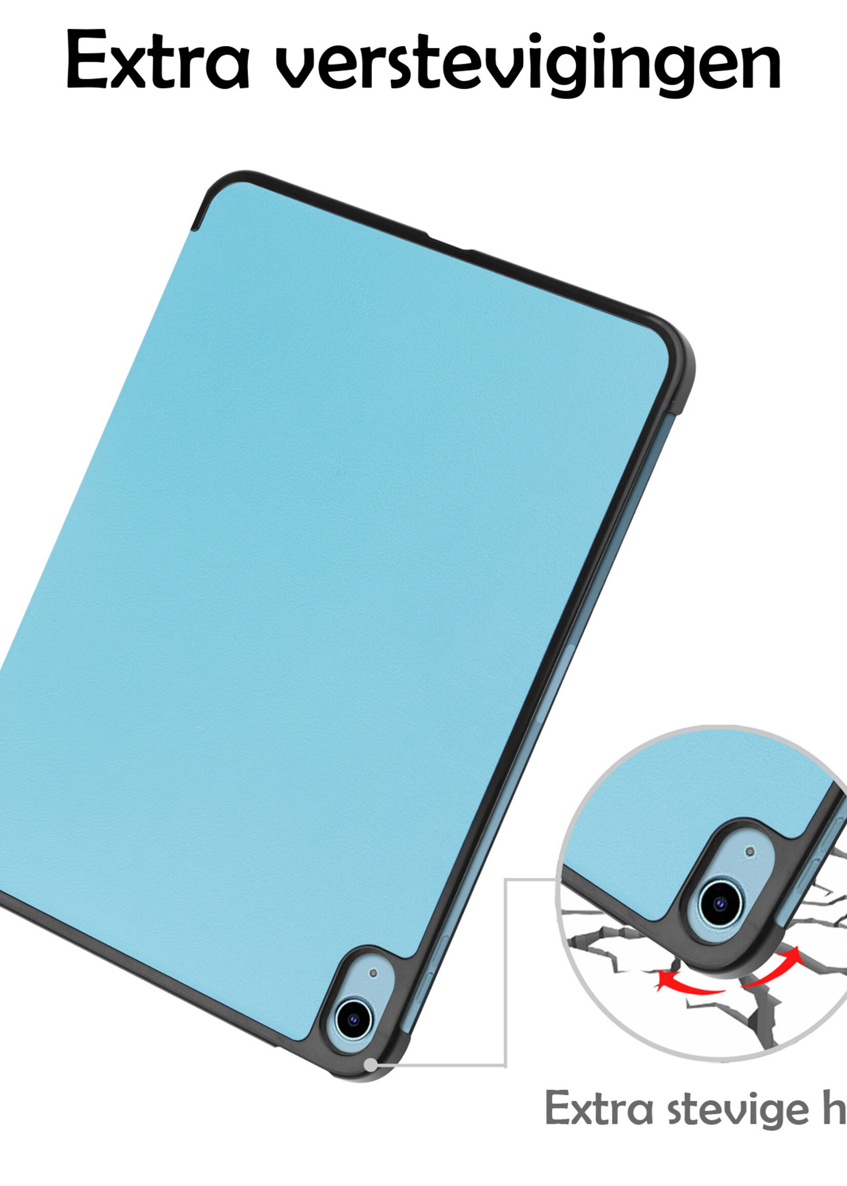 LUQ Hoes Geschikt voor iPad 2022 Hoes Luxe Hoesje Book Case Met Screenprotector - Hoesje Geschikt voor iPad 10 Hoes Cover - Lichtblauw