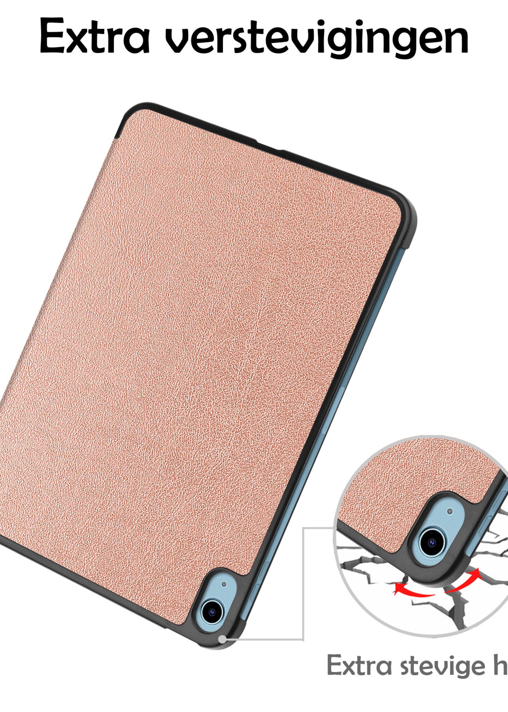 LUQ Hoes Geschikt voor iPad 2022 Hoes Luxe Hoesje Book Case Met Screenprotector - Hoesje Geschikt voor iPad 10 Hoes Cover - Rosé goud