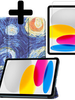 LUQ LUQ iPad 10 2022 Hoesje Met Screenprotector - Sterrenhemel