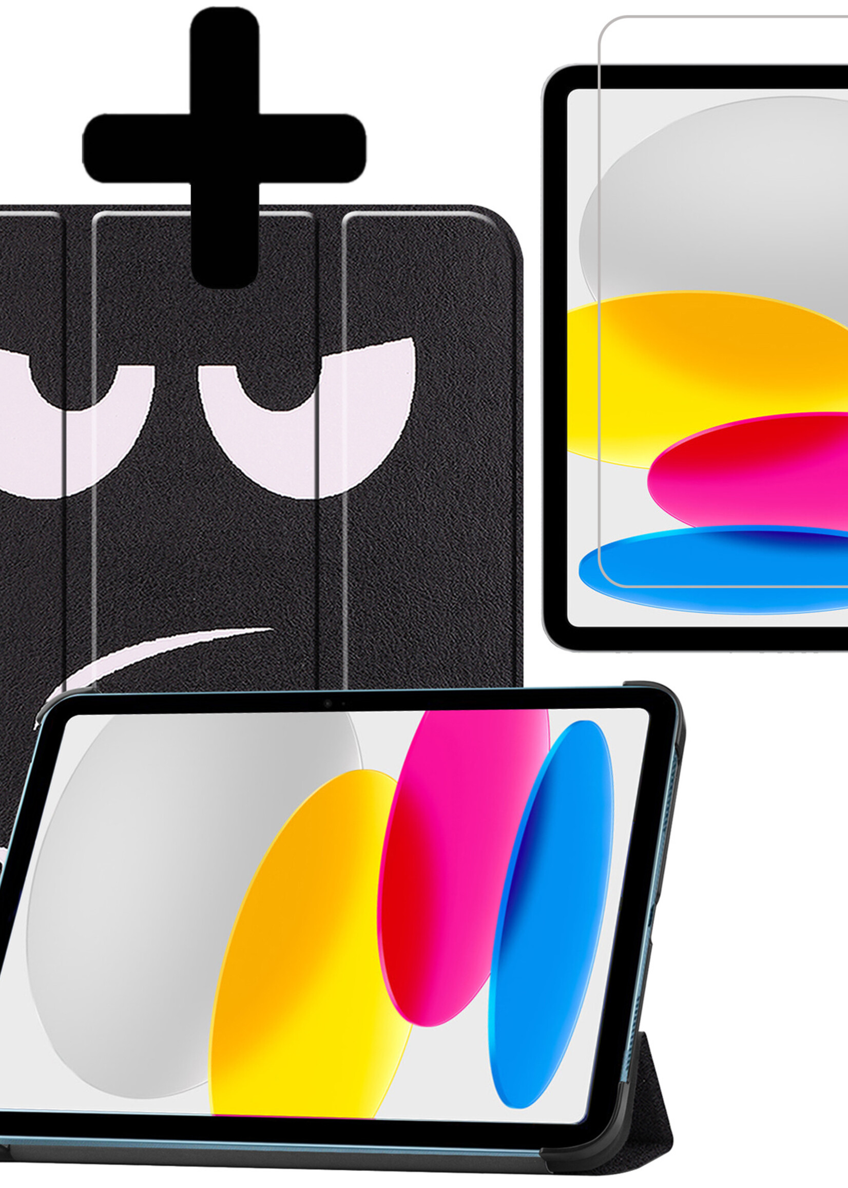 LUQ Hoes Geschikt voor iPad 2022 Hoes Luxe Hoesje Book Case Met Screenprotector - Hoesje Geschikt voor iPad 10 Hoes Cover - Don't Touch Me