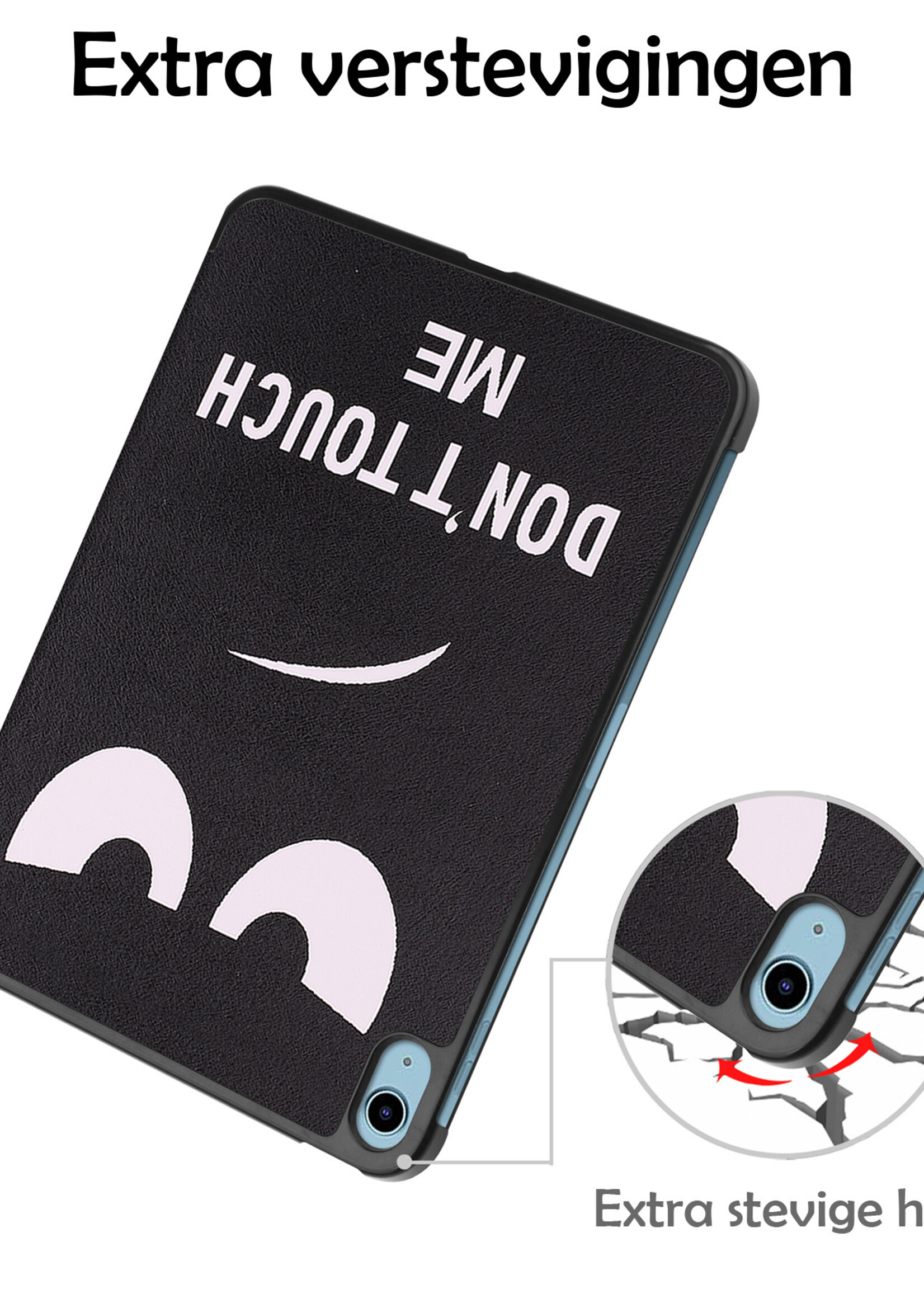 LUQ Hoes Geschikt voor iPad 2022 Hoes Luxe Hoesje Book Case Met Screenprotector - Hoesje Geschikt voor iPad 10 Hoes Cover - Don't Touch Me