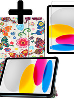 LUQ LUQ iPad 10 2022 Hoesje Met Screenprotector - Vlinder