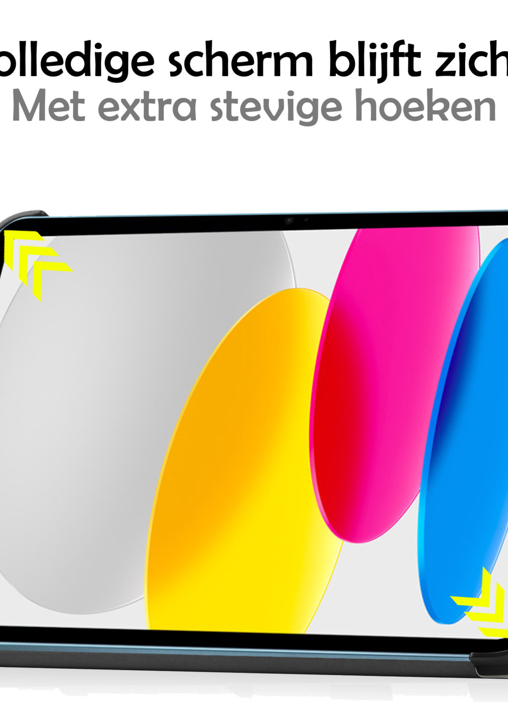 LUQ Hoes Geschikt voor iPad 2022 Hoes Luxe Hoesje Book Case Met Screenprotector - Hoesje Geschikt voor iPad 10 Hoes Cover - Vlinders