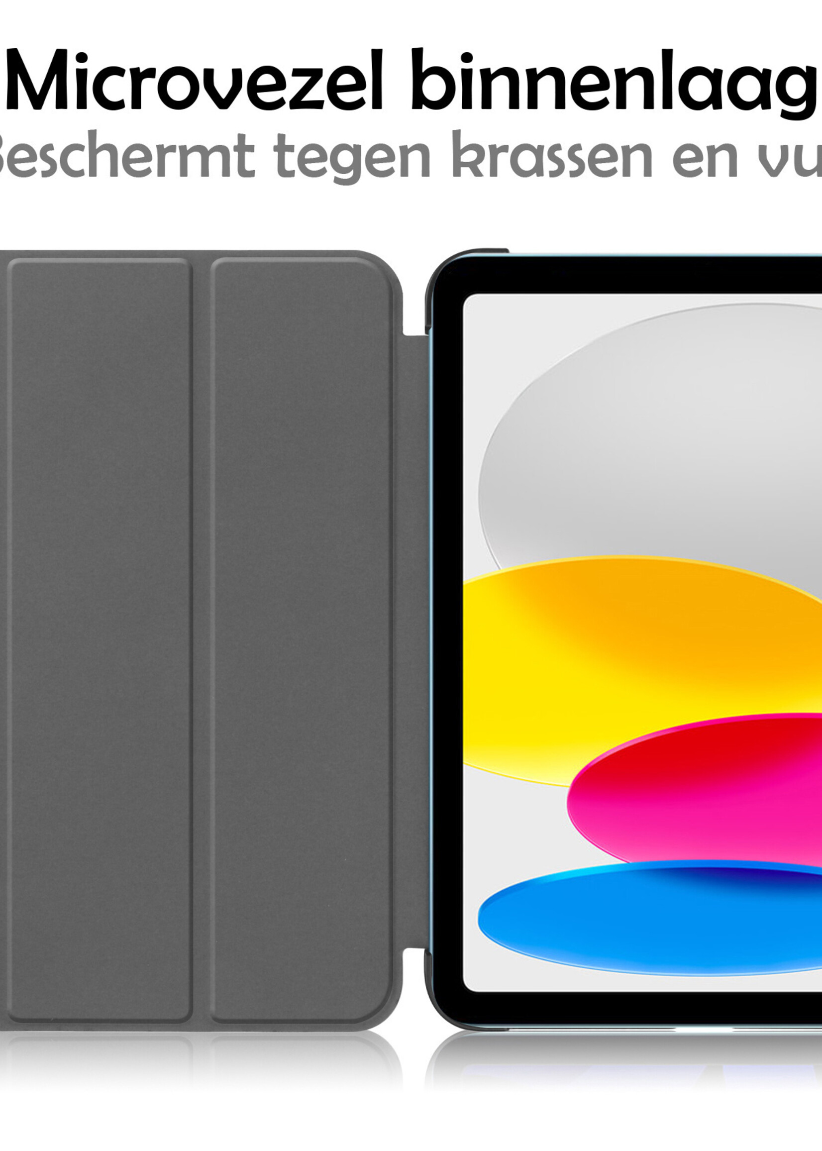 LUQ Hoes Geschikt voor iPad 2022 Hoes Luxe Hoesje Book Case Met Screenprotector - Hoesje Geschikt voor iPad 10 Hoes Cover - Vlinders