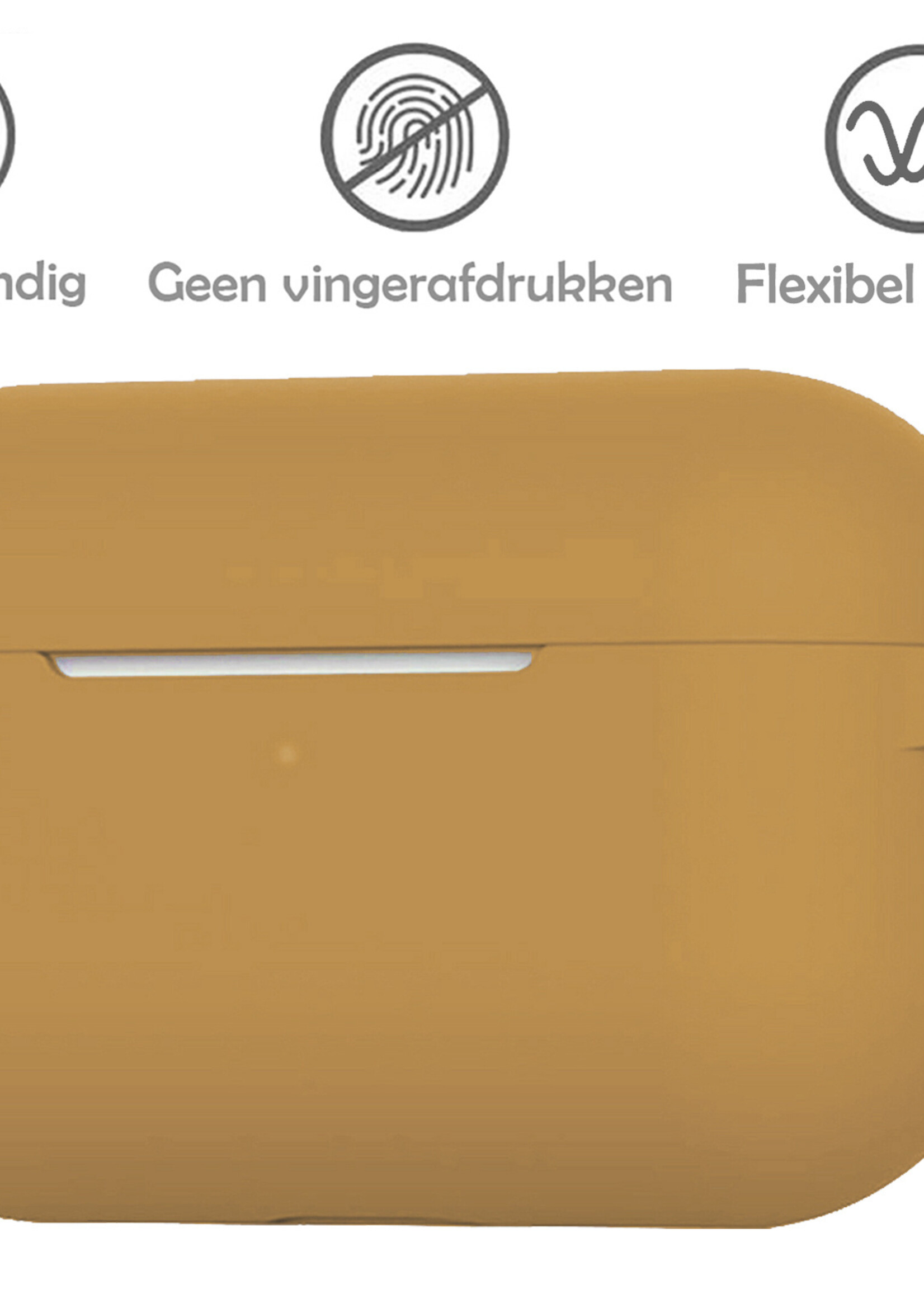 LUQ Hoesje Geschikt voor Airpods Pro Hoesje Siliconen Case - Hoes Geschikt voor Apple Airpods Pro Case Hoesje - Cognac