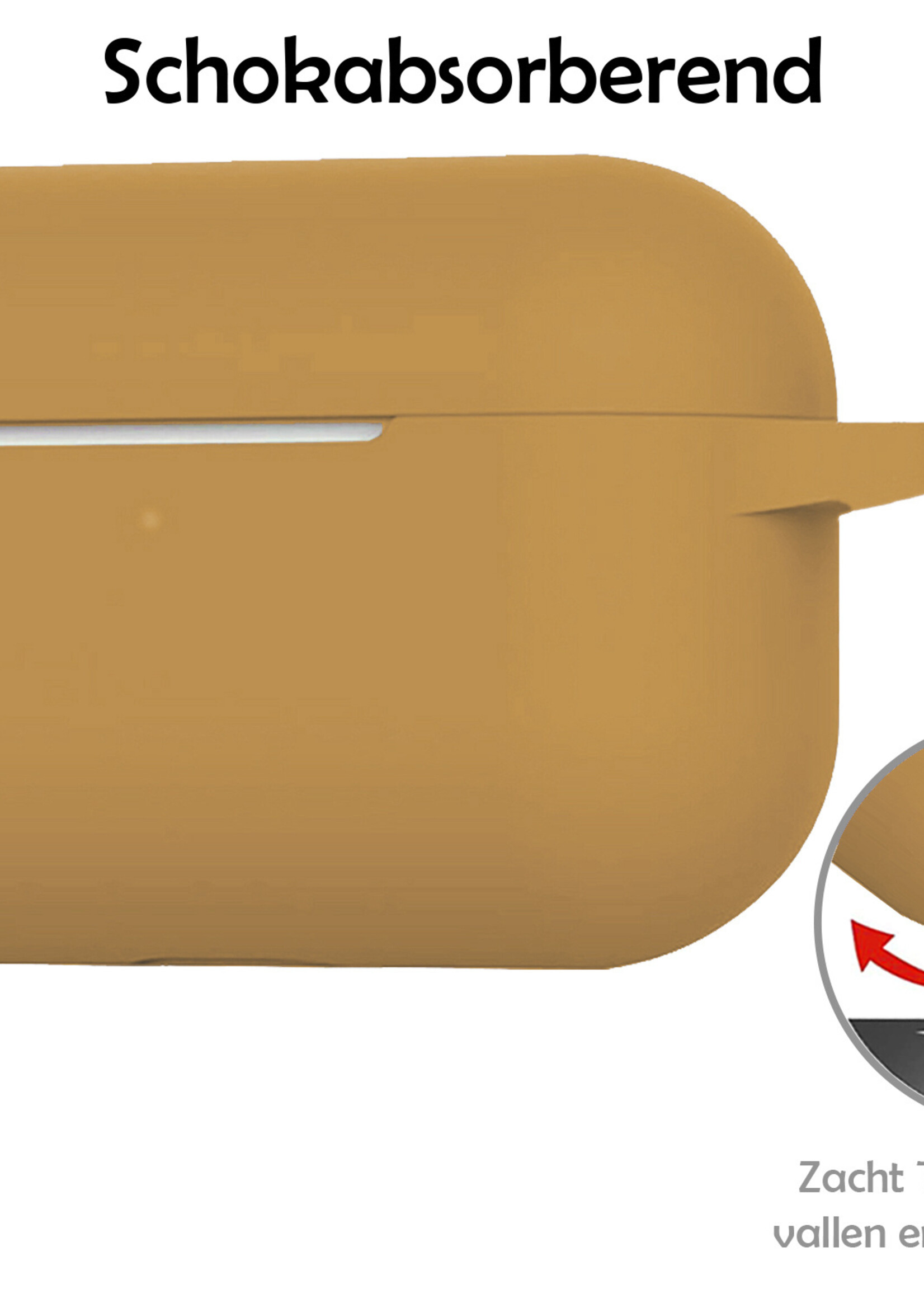 LUQ Hoesje Geschikt voor Airpods Pro Hoesje Siliconen Case - Hoes Geschikt voor Apple Airpods Pro Case Hoesje - Cognac