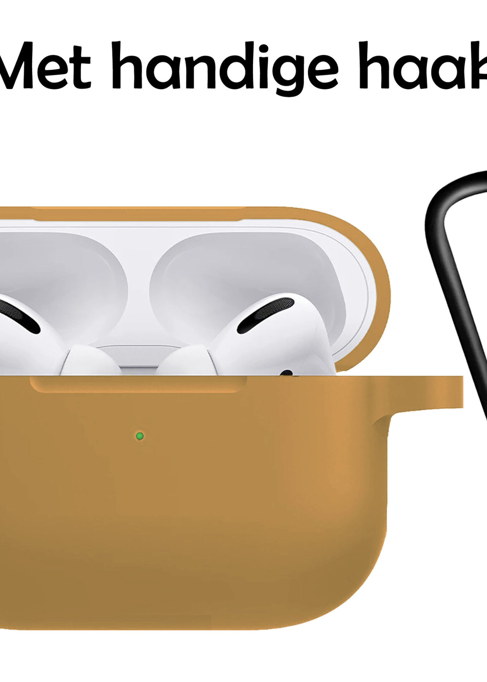 LUQ Hoesje Geschikt voor Airpods Pro Hoesje Siliconen Case - Hoes Geschikt voor Apple Airpods Pro Case Hoesje - Cognac