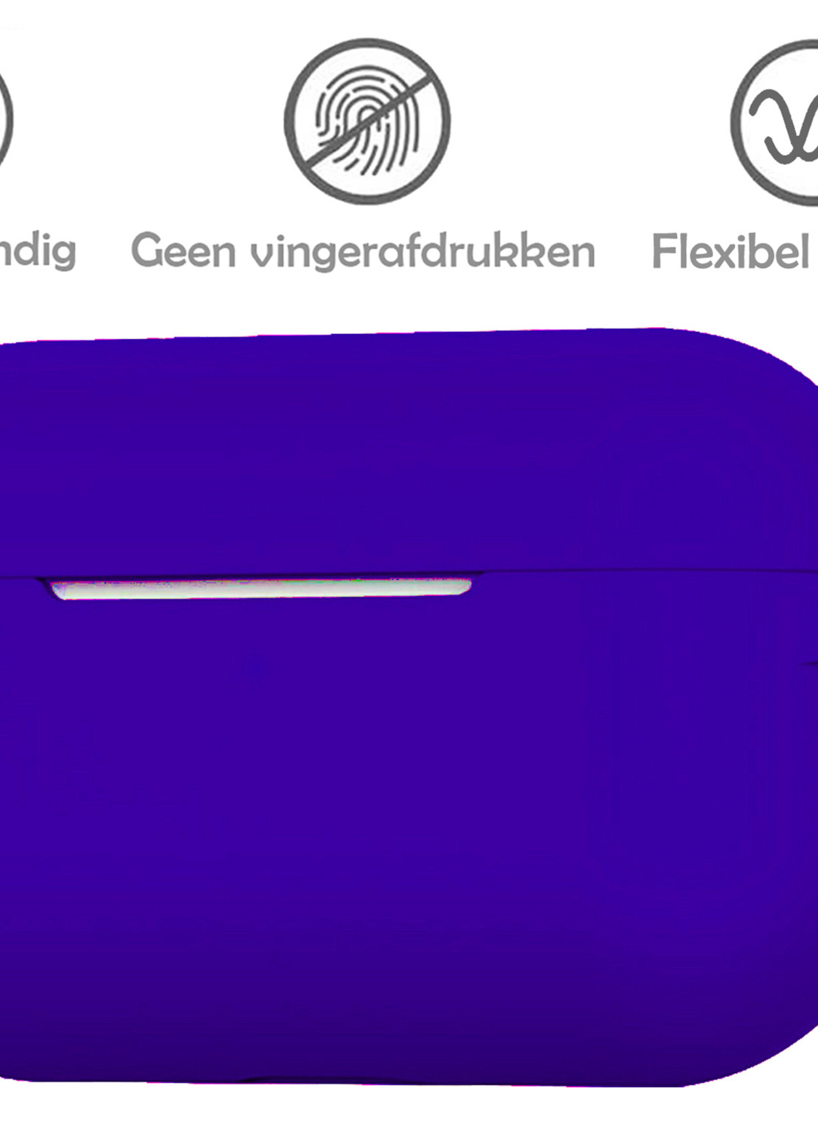 LUQ Hoesje Geschikt voor Airpods Pro Hoesje Siliconen Case - Hoes Geschikt voor Apple Airpods Pro Case Hoesje - Donkerblauw