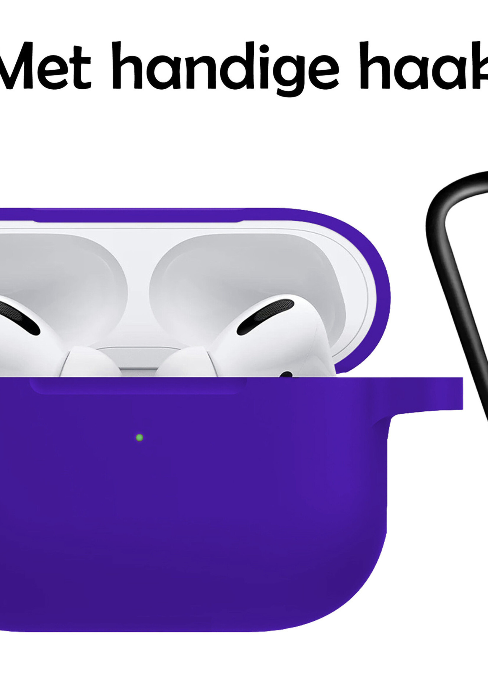 LUQ Hoesje Geschikt voor Airpods Pro Hoesje Siliconen Case - Hoes Geschikt voor Apple Airpods Pro Case Hoesje - Donkerblauw