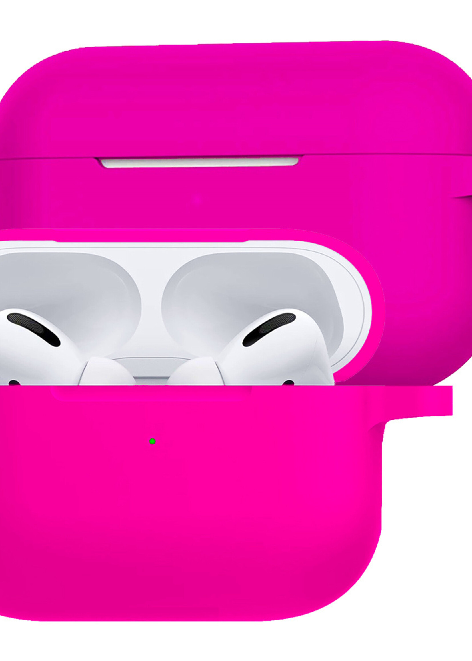 LUQ Hoesje Geschikt voor Airpods Pro Hoesje Siliconen Case - Hoes Geschikt voor Apple Airpods Pro Case Hoesje - Donkerroze