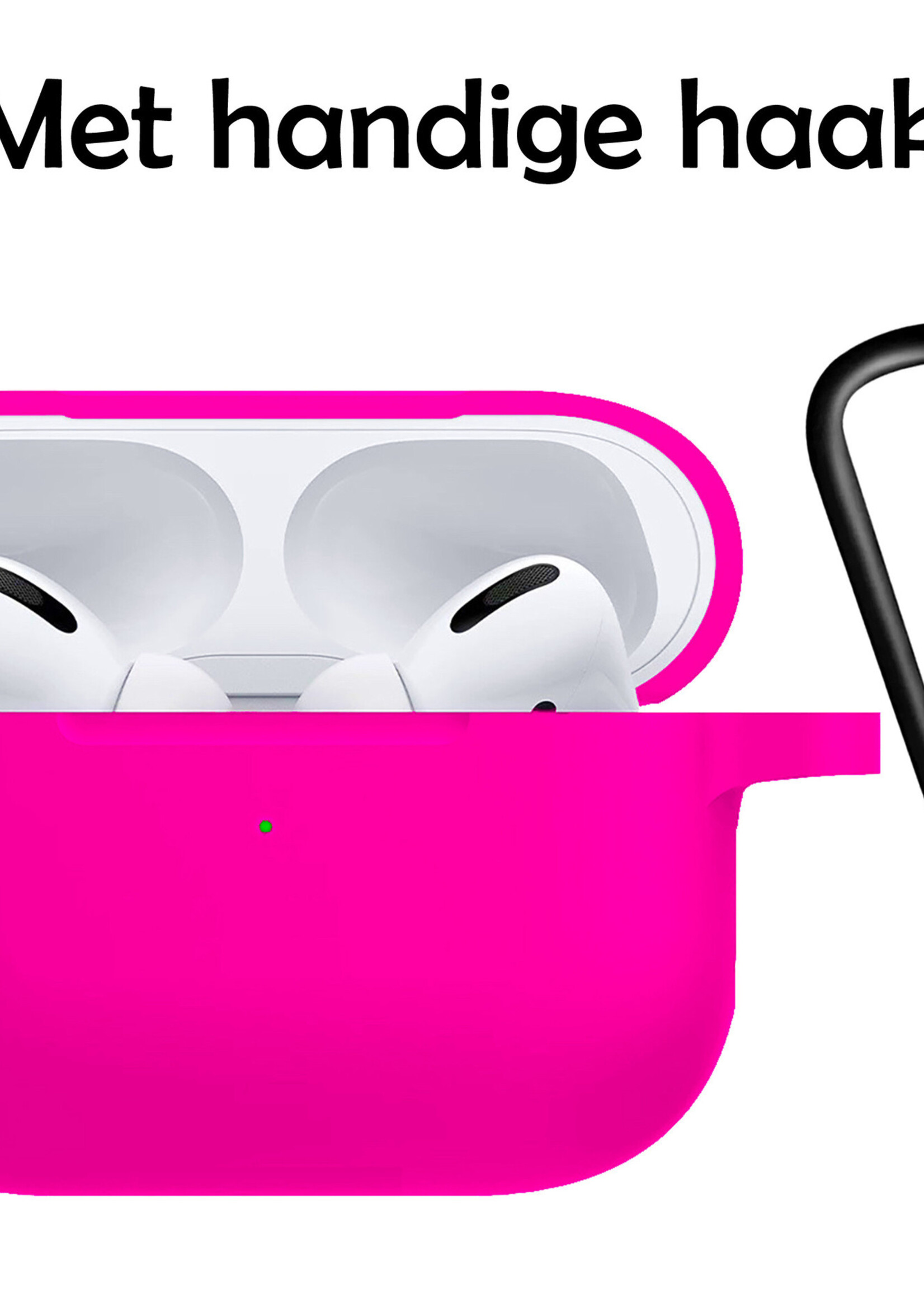 LUQ Hoesje Geschikt voor Airpods Pro Hoesje Siliconen Case - Hoes Geschikt voor Apple Airpods Pro Case Hoesje - Donkerroze