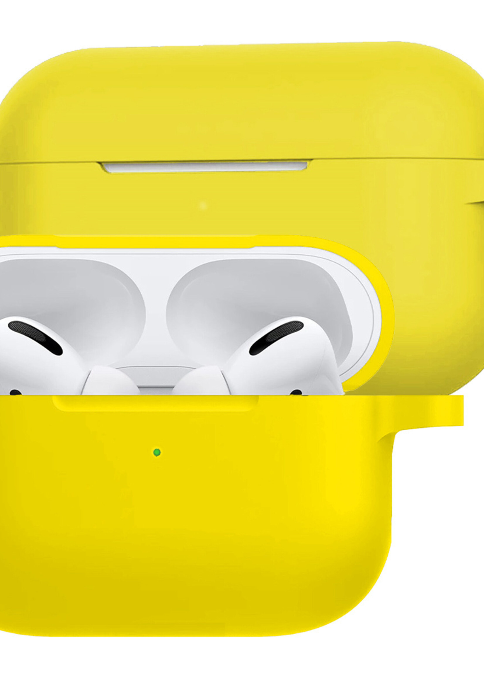 LUQ Hoesje Geschikt voor Airpods Pro Hoesje Siliconen Case - Hoes Geschikt voor Apple Airpods Pro Case Hoesje - Geel